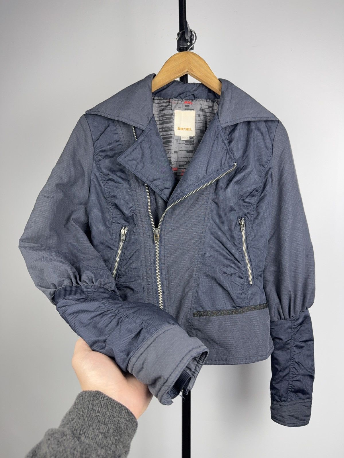 Diesel 00s Archive Diesel Cropped Moto Jacket Zip Tech Y2K Archive Size S / US 4 / IT 40 - 9 Thumbnail