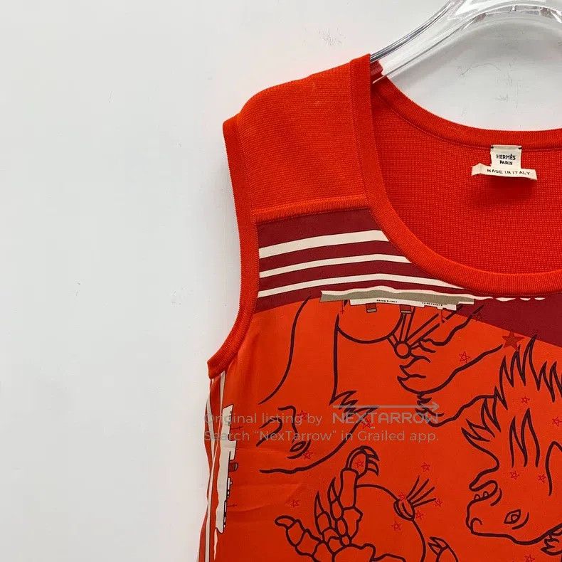 Hermes Hermes Red graffiti printed silk round-neck sleeveless kni Size XS / US 0-2 / IT 36-38 - 3 Thumbnail