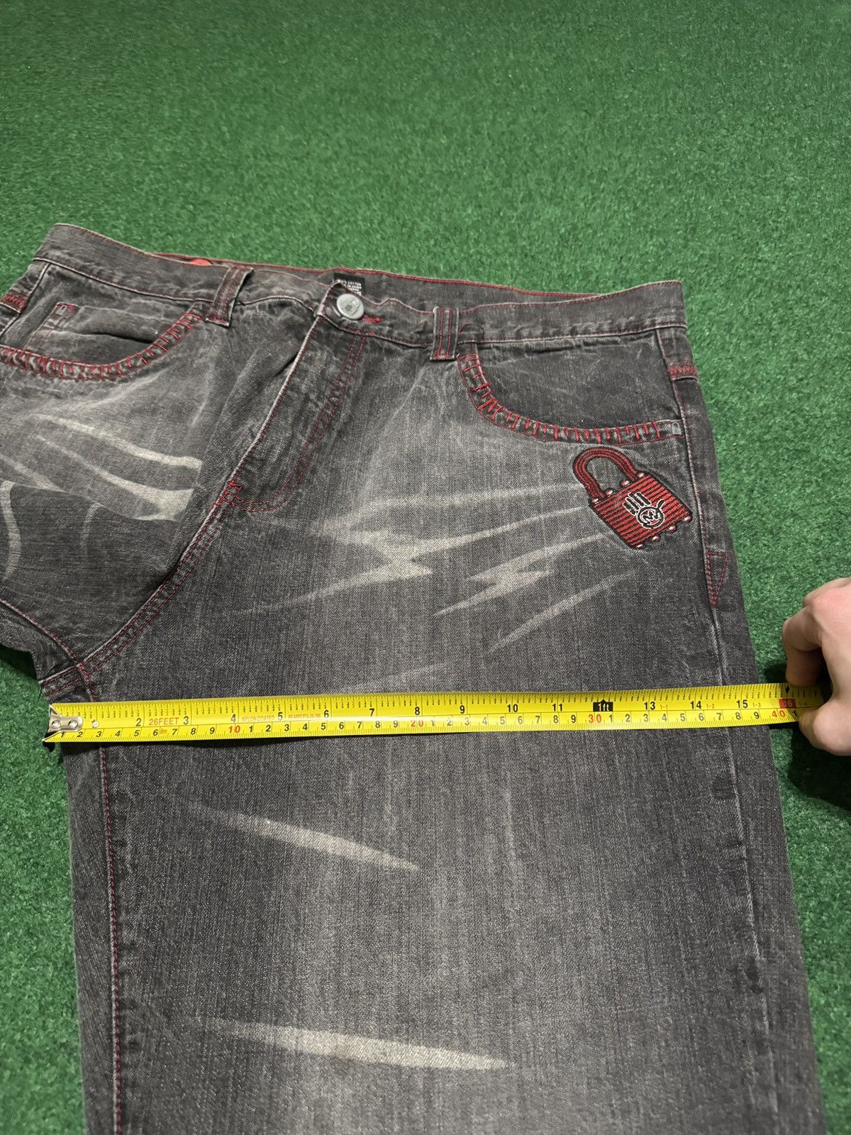 Vintage Miskeen Streetwear Wide Leg Y2K Denim Pants 42x32 Black Size US 42 / EU 58 - 10 Thumbnail