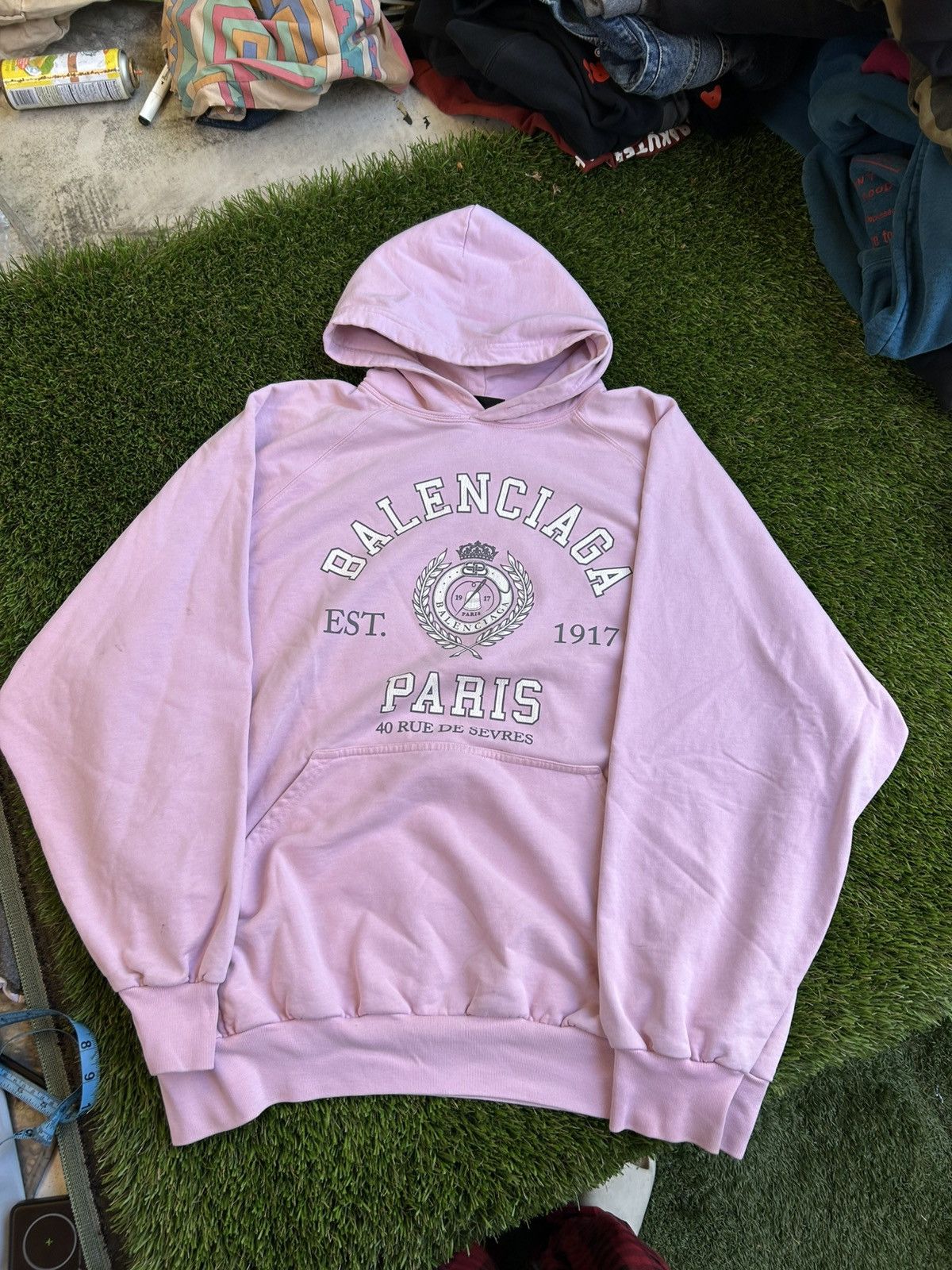 Balenciaga Balenciaga 1917 College Cracked Pink Hoodie Size US XL / EU 56 / 4 - 2 Thumbnail