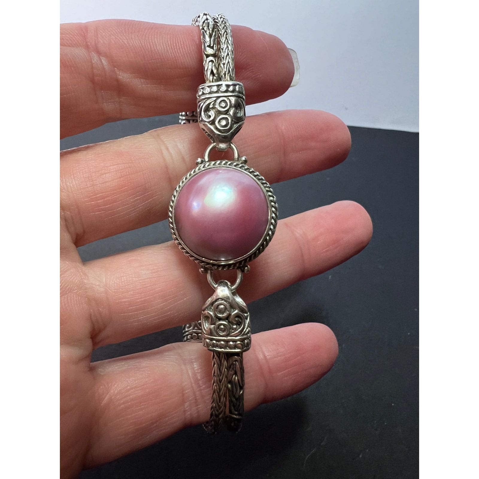 Other Bali sterling silver pink mabe pearl toggle clasp bracelet Size ONE SIZE - 5 Thumbnail