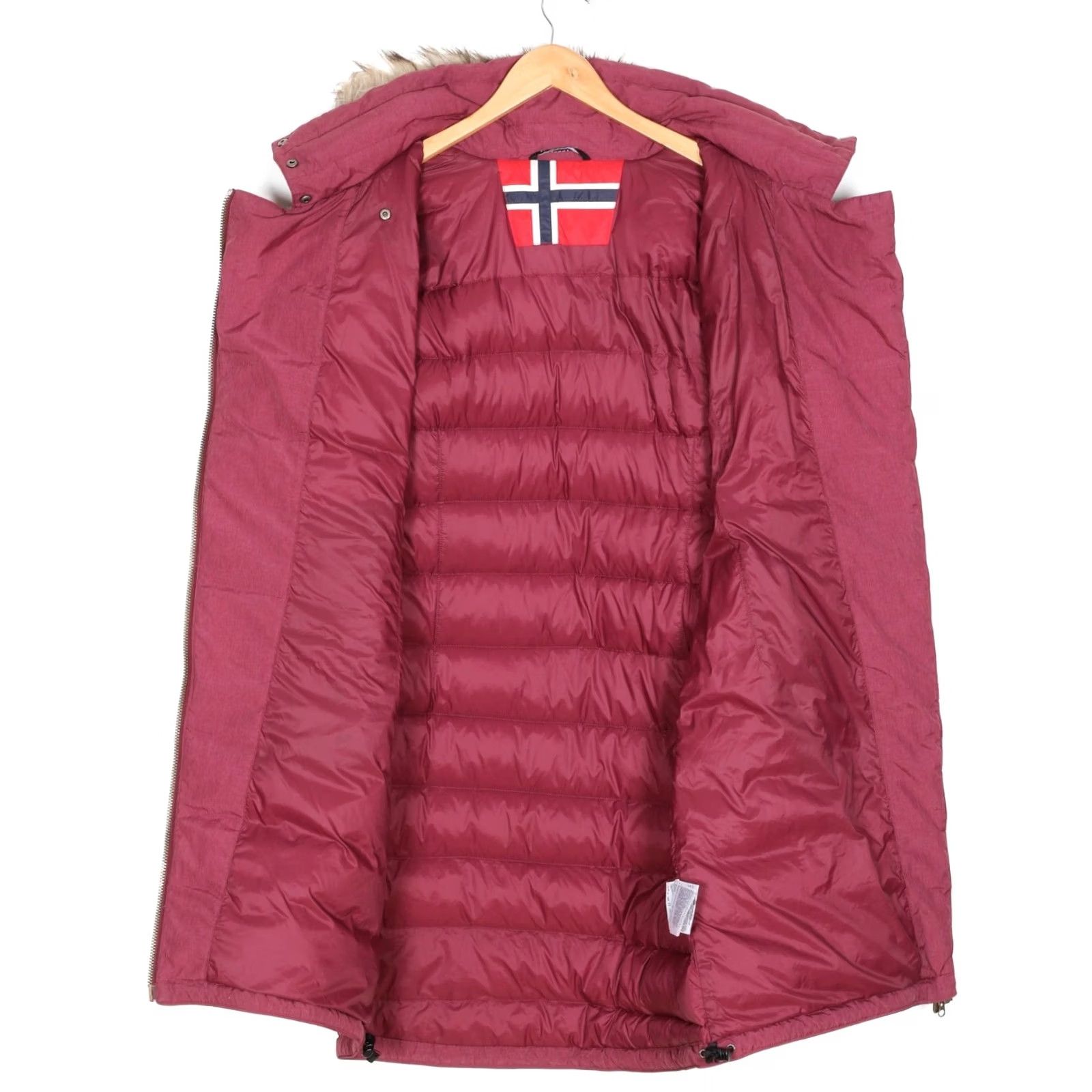 Vintage Bergans of Norway BODO Down Coat Jacket Women L Fur Hooded Long MJ6247 Pink Size L / US 10 / IT 46 - 4 Thumbnail