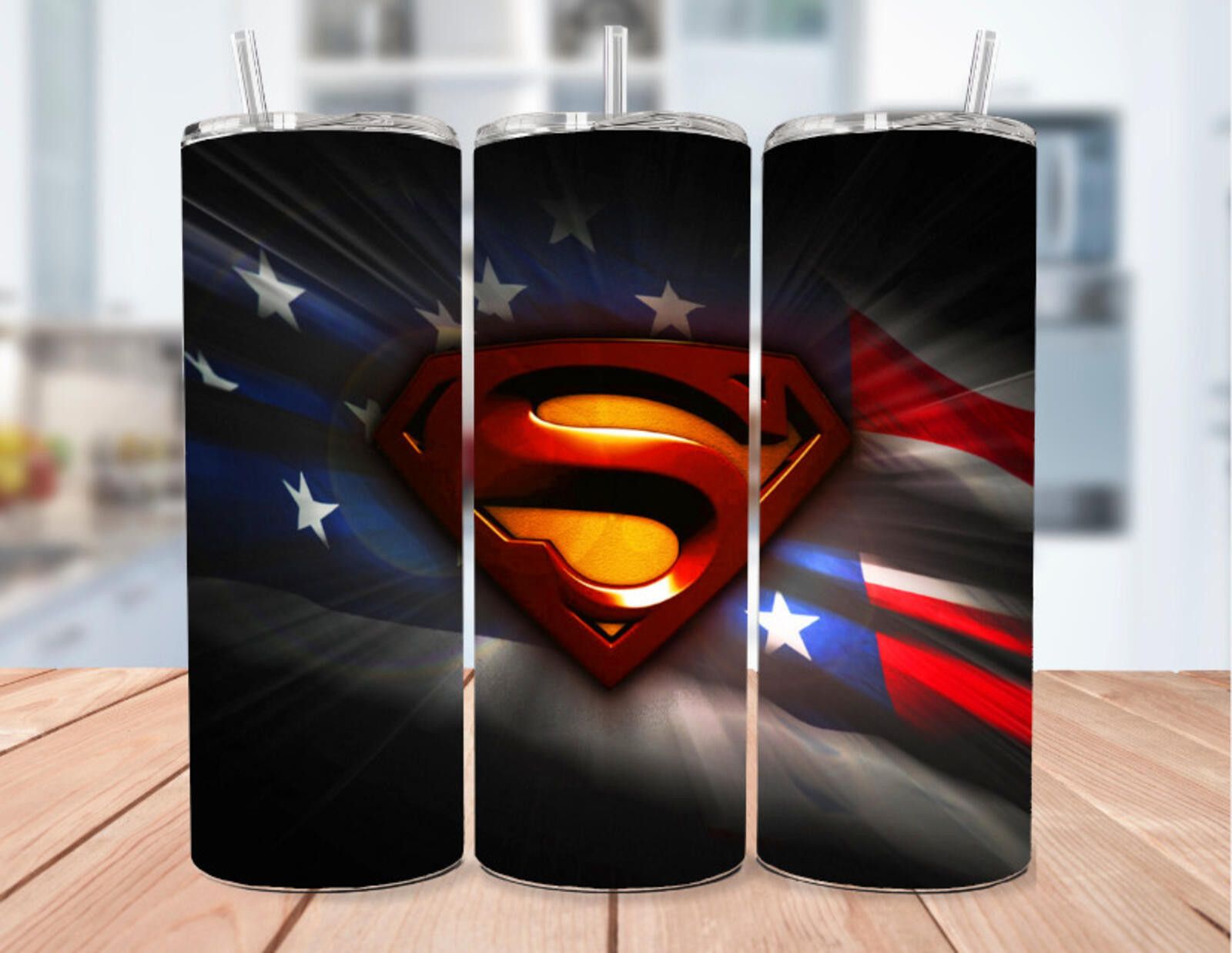 The Unbranded Brand Superman Stainless Steel Tumbler With Metal Straw - 20 Oz Size ONE SIZE - 1 Thumbnail