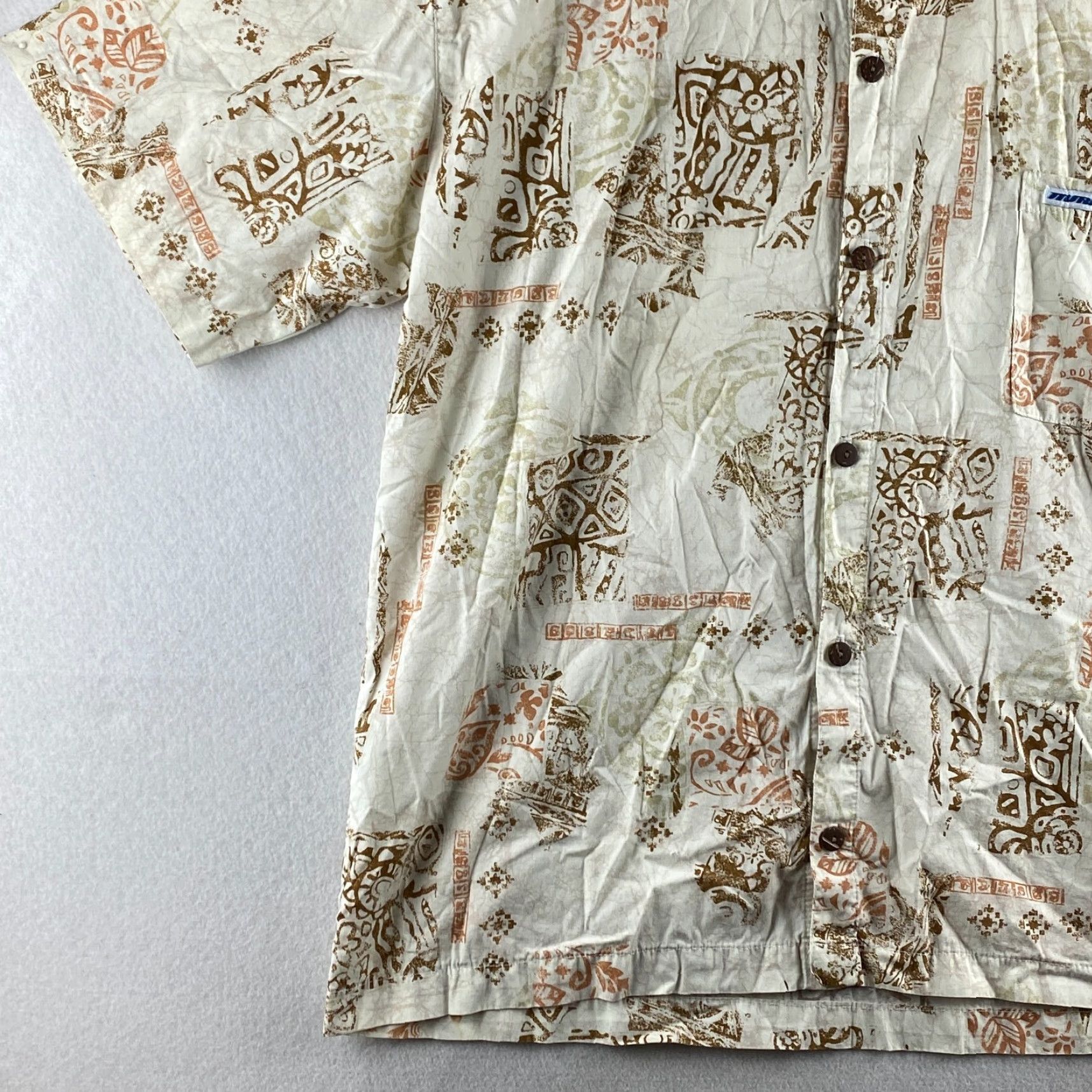 Vintage VINTAGE Murf Wear Hawaiian Shirt Mens XL Beige Button-Up Short Sleeve Geometric Pattern USA Made Size US XL / EU 56 / 4 - 4 Thumbnail