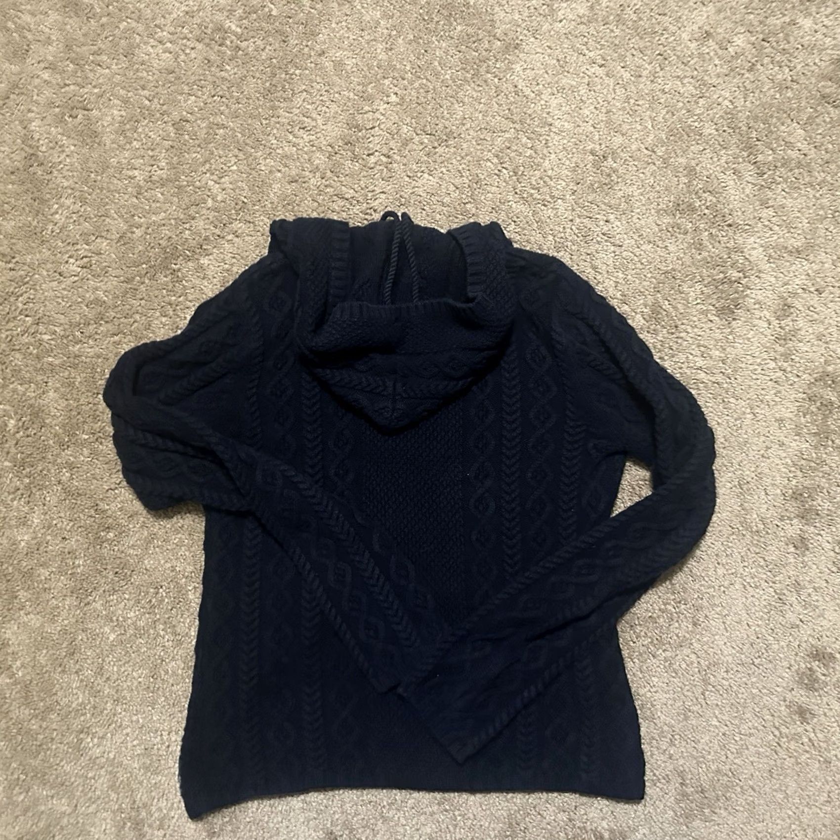 Ralph Lauren VINTAGE Ralph Lauren Sweater Hoodie Womens Large Blue Cable-Knit V-Neck Embroidered Logo Pullover Knit Cotton Reg... Size L / US 10 / IT 46 - 4 Thumbnail