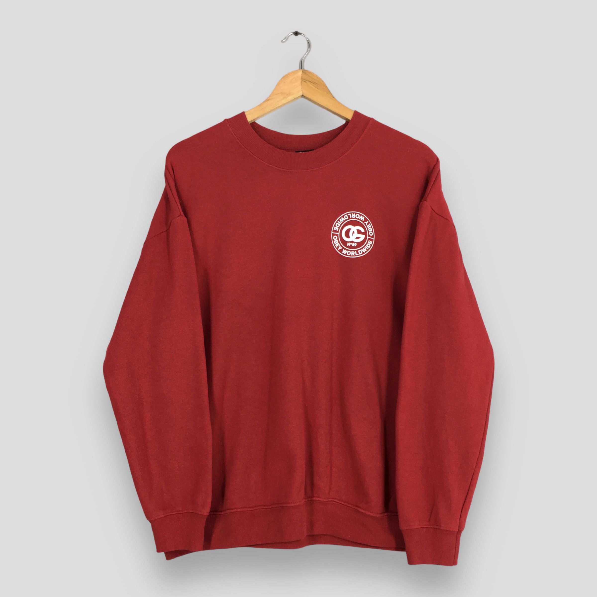 Obey × Vintage Vintage Obey Worldwide Logo Red Sweatshirt XLarge Size US XL / EU 56 / 4 - 3 Thumbnail