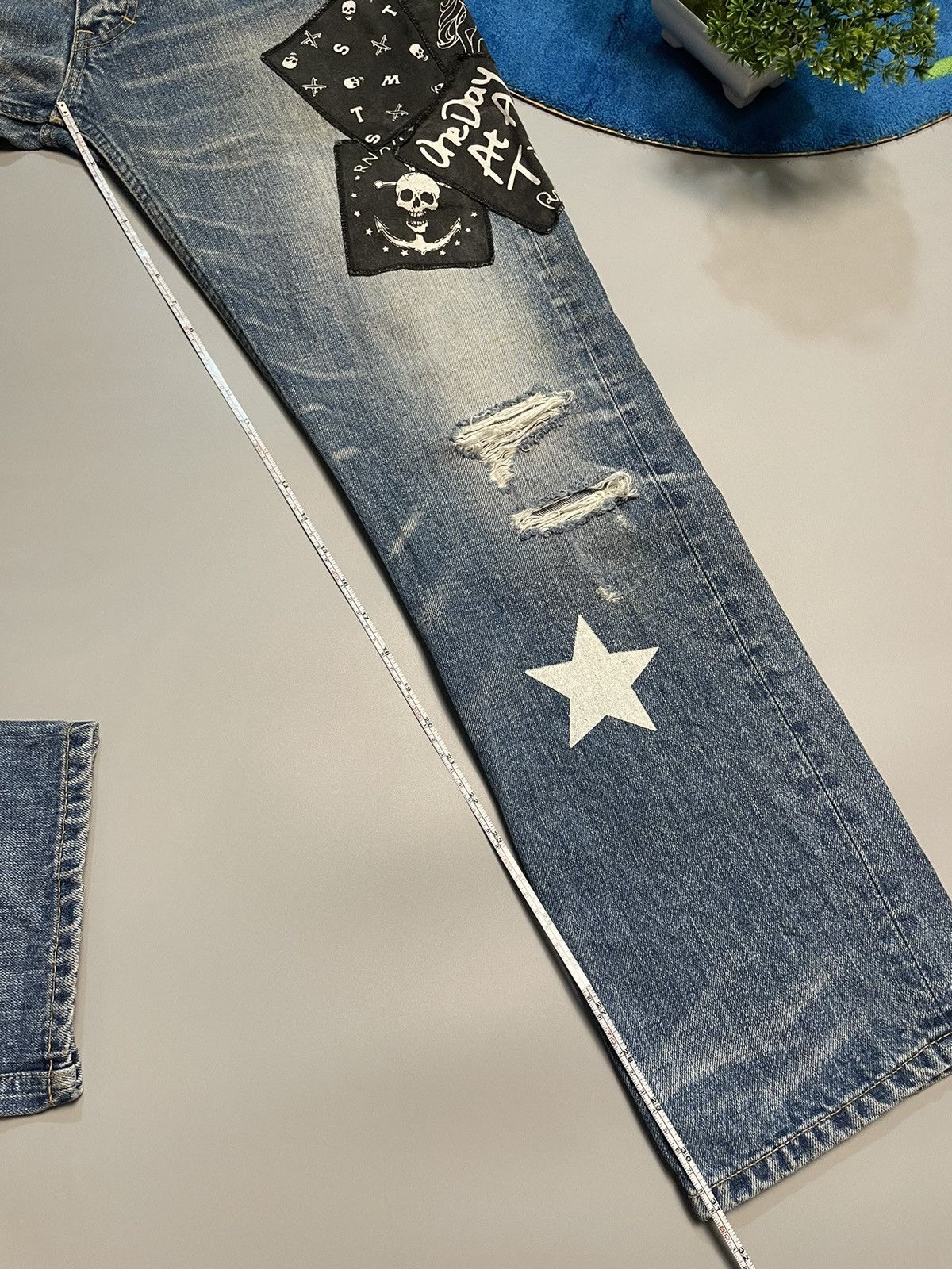 If Six Was Nine RNA Punk Skull Distressed Denim Size US 32 / EU 48 - 25 Thumbnail