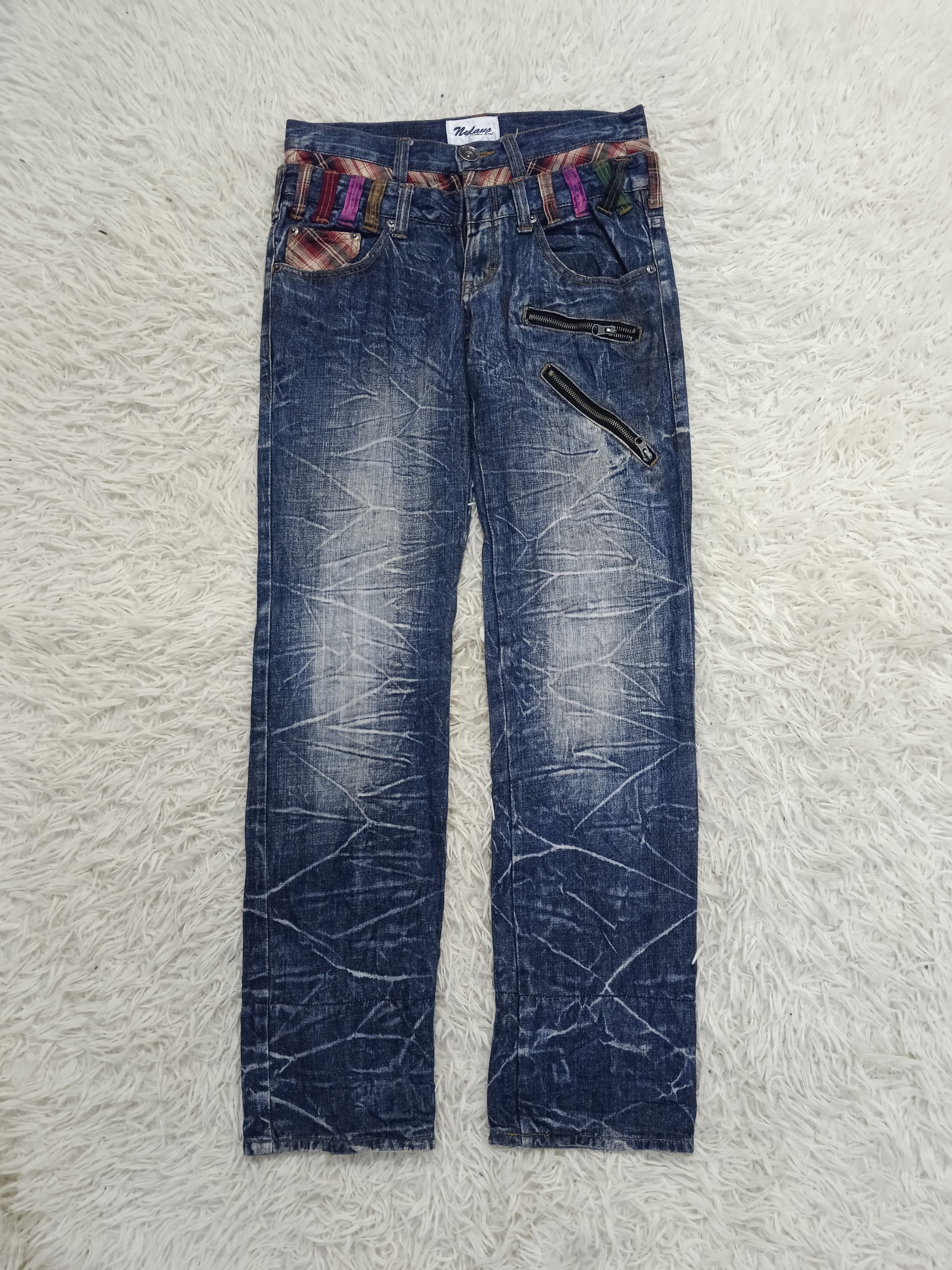 Japanese Brand INSANE 90s SICK DOUBLE WAIST NYLAUS DENIM PANTS Size US 30 / EU 46 - 1 Thumbnail