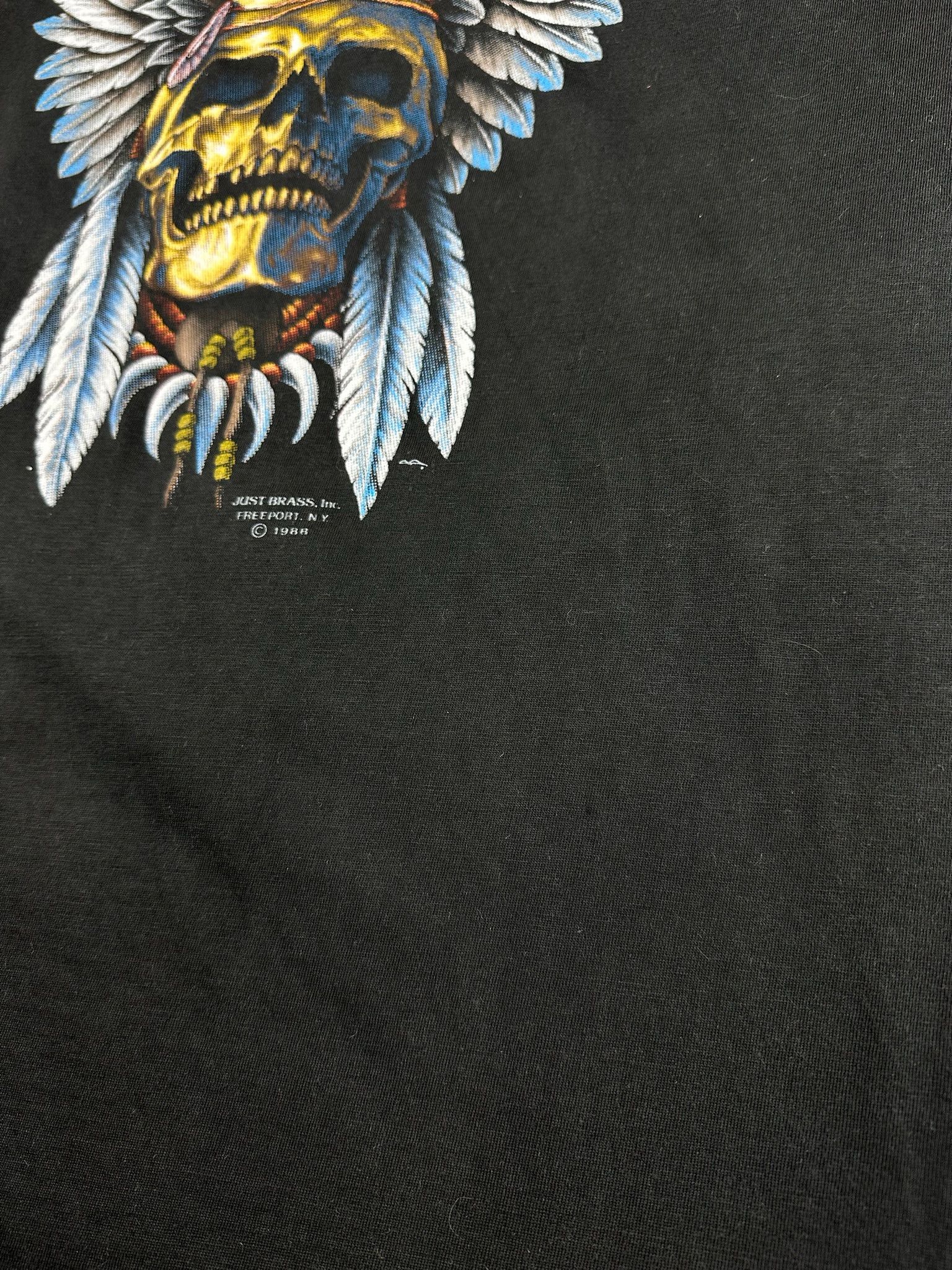 Vintage Vintage 1988 TShirt 3D Emblem just brass skull native Size US XL / EU 56 / 4 - 4 Thumbnail