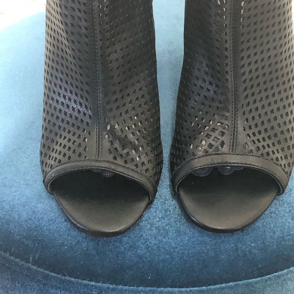 Other black ankle boots mesh texture peep toe buckle decor sz 8.5 Size US 8.5 / IT 38.5 - 5 Thumbnail