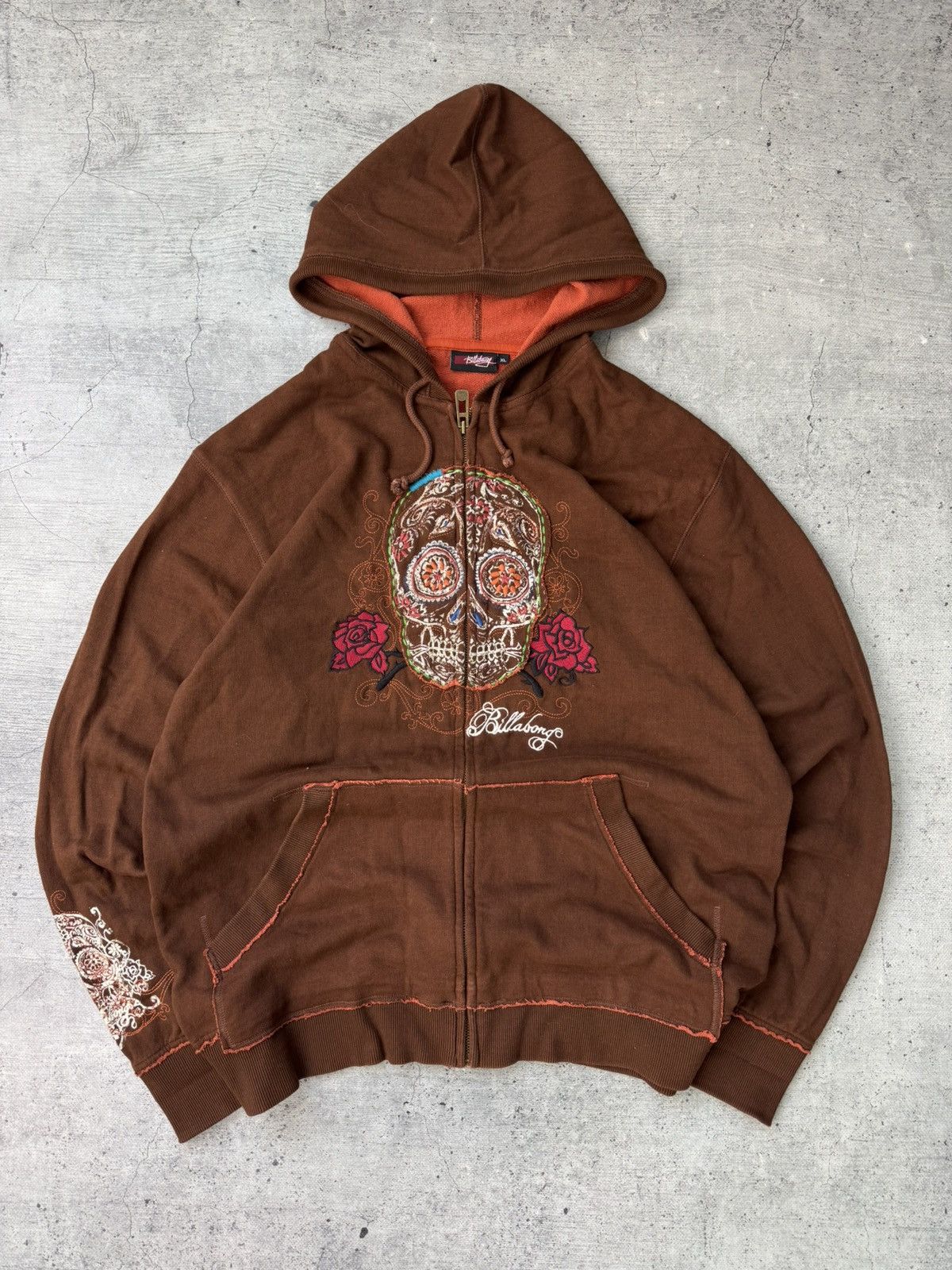 Billabong VINTAGE Y2K BROWN "BILLABONG" ZIP UP HOODIE Size US XL / EU 56 / 4 - 2 Thumbnail