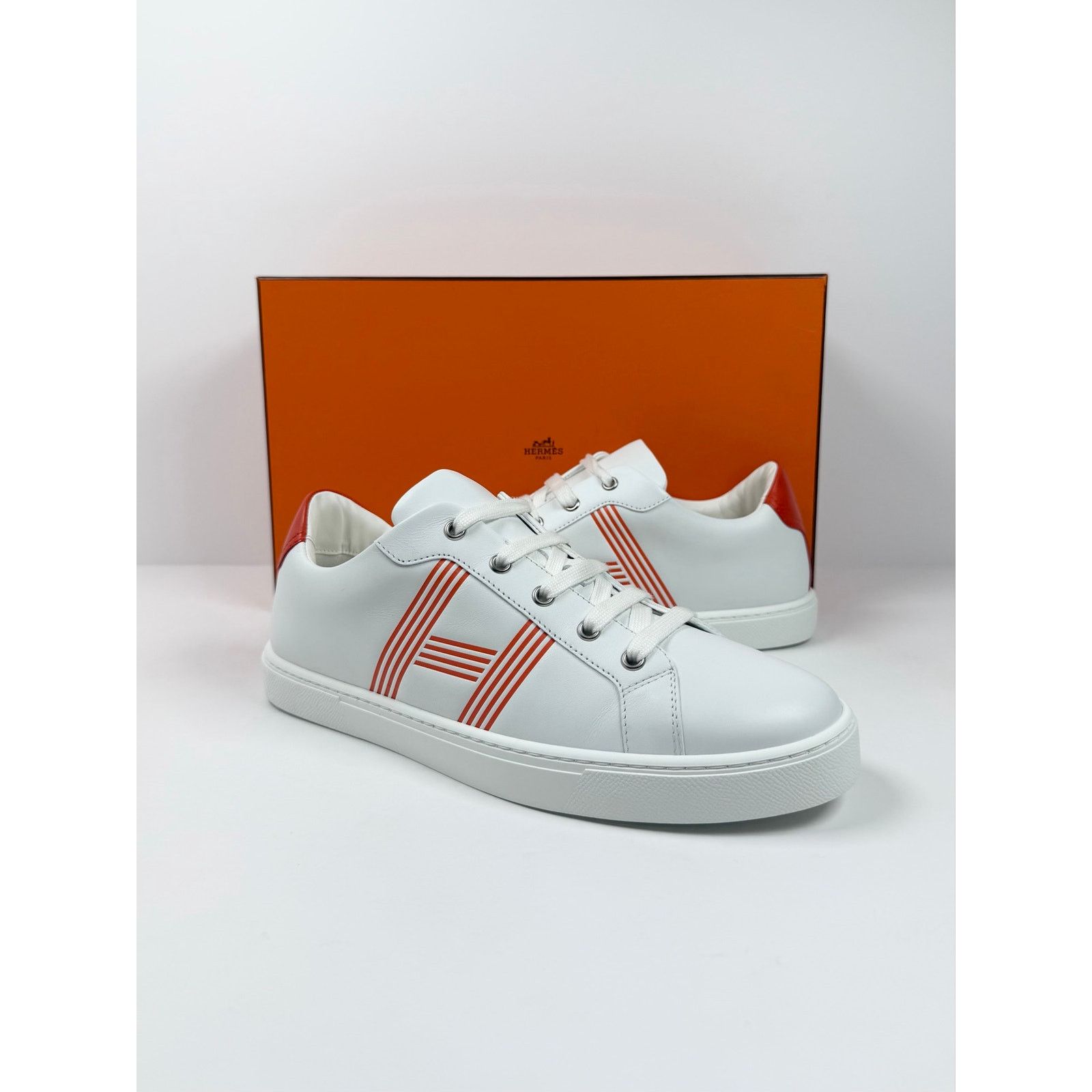 Hermes Size 8.5 - Hermes Advantage White Orange Sneakers NEW Size US 8.5 / EU 41-42 - 2 Thumbnail