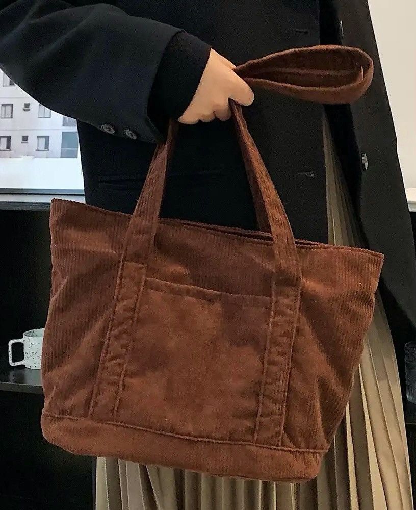 Vintage Brown Corduroy Casual Shoulder Bag Size ONE SIZE - 2 Thumbnail