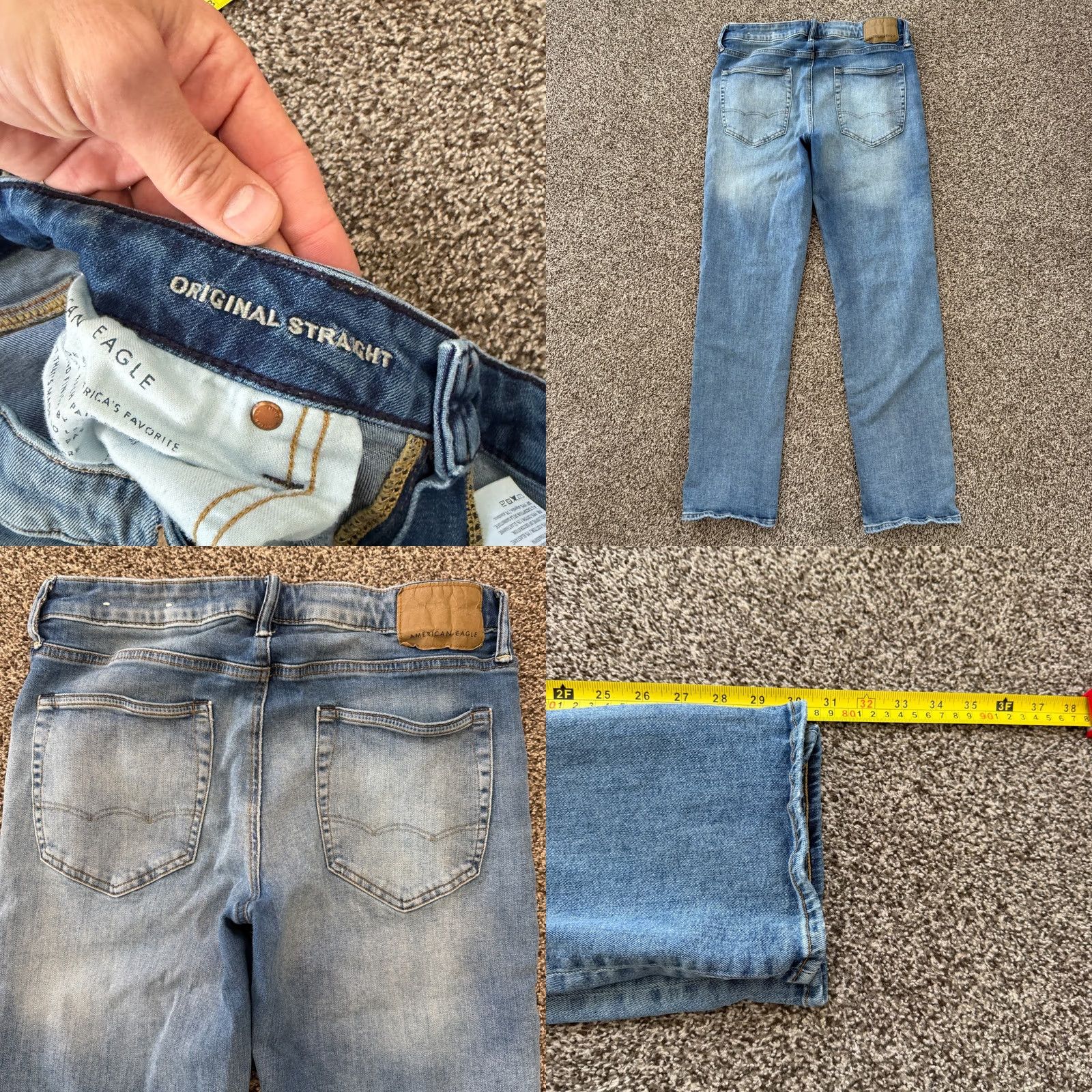 American Eagle Outfitters American Eagle Original Straight Jeans Men’s 32x31 Blue Next Level Flex Denim Size US 32 / EU 48 - 8 Thumbnail