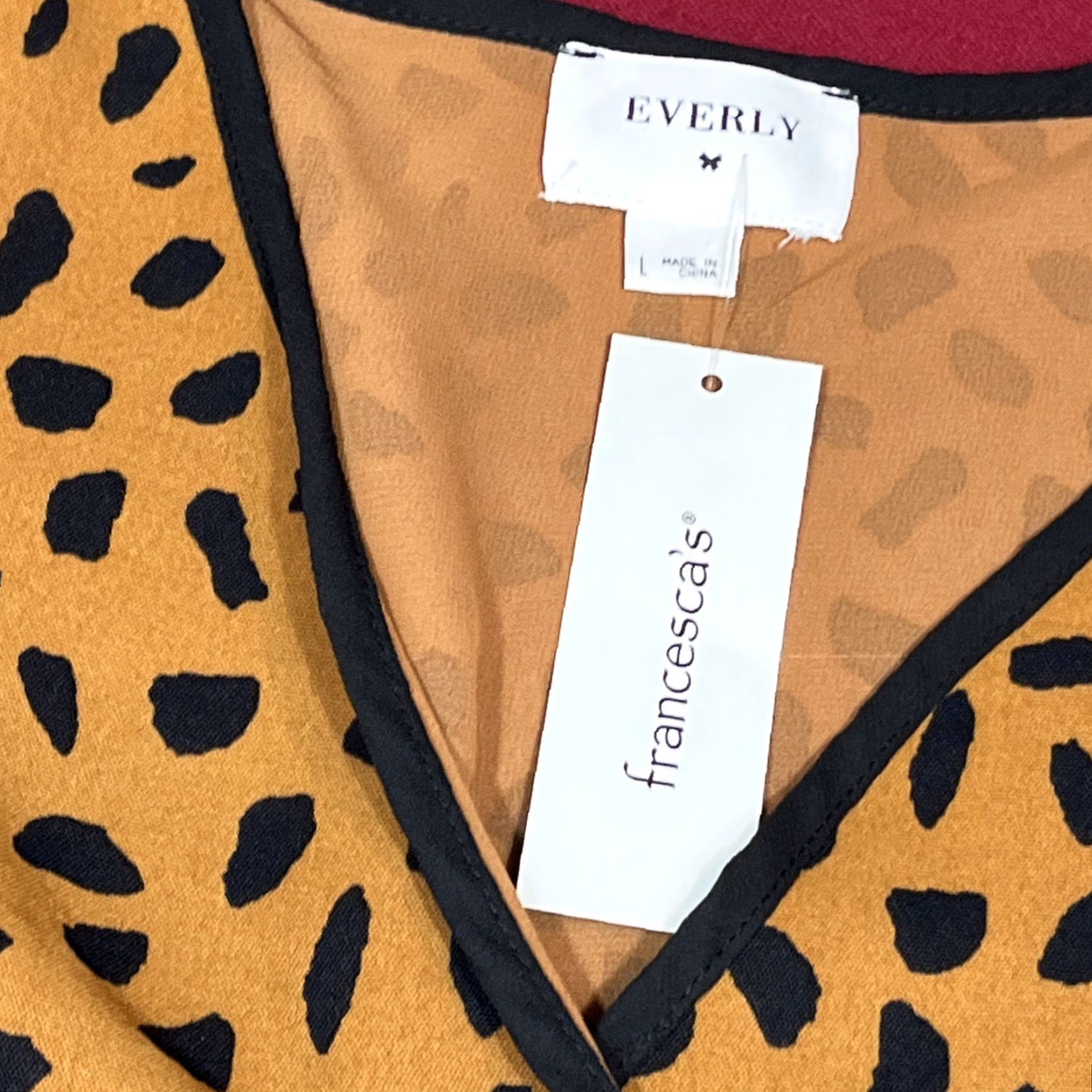 Vintage Everly Dress Women L Black Animal Print Wrap Front V Neck Sleeveless NEW Size L / US 10 / IT 46 - 2 Thumbnail