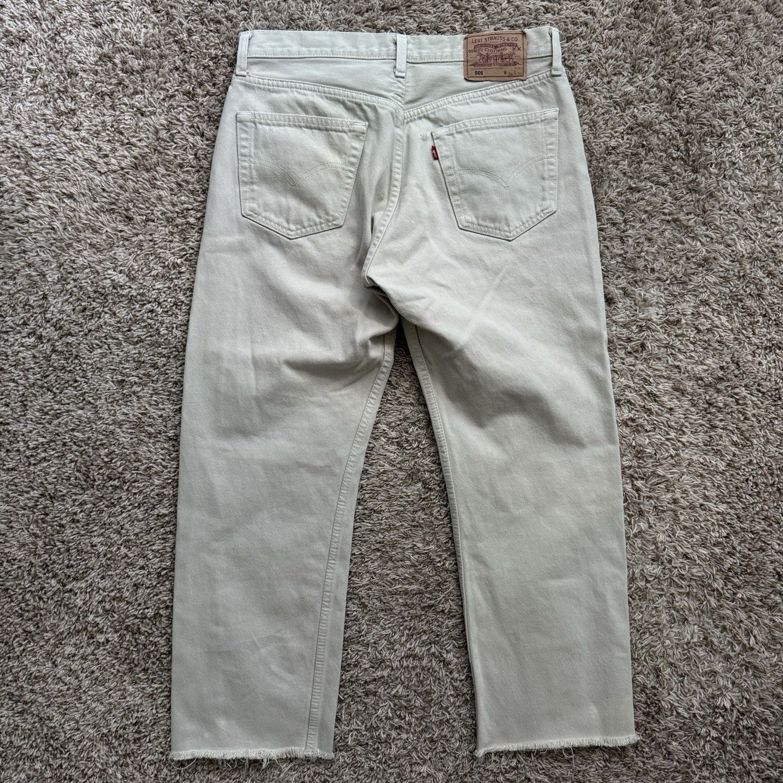Levi's × Vintage Vintage Levi’s USA 501 Beige Tan Denim Jeans Pants CROPPED Size US 31 - 2 Thumbnail
