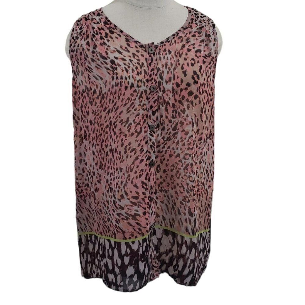 Designer CT1778 Cabi Sleeveless Animal Print Lightweight Top S Size S / US 4 / IT 40 - 1 Thumbnail