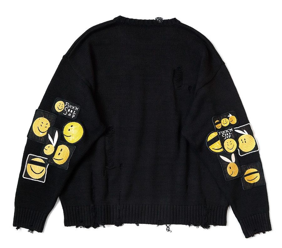 Kapital KAPITAL 5G cotton knit crew sweater anarchy RAINBOWY black Size US L / EU 52-54 / 3 - 2 Thumbnail