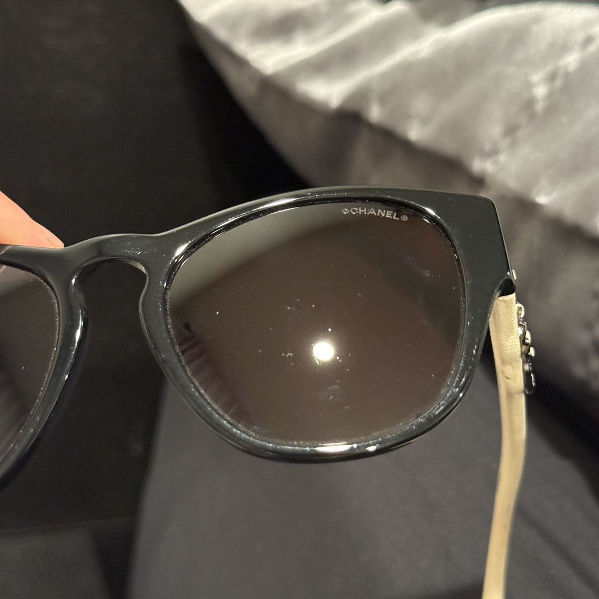 Chanel Chanel 5455-Q-B Black Acetate & Beige Leather Sunglasses Size ONE SIZE - 13 Thumbnail