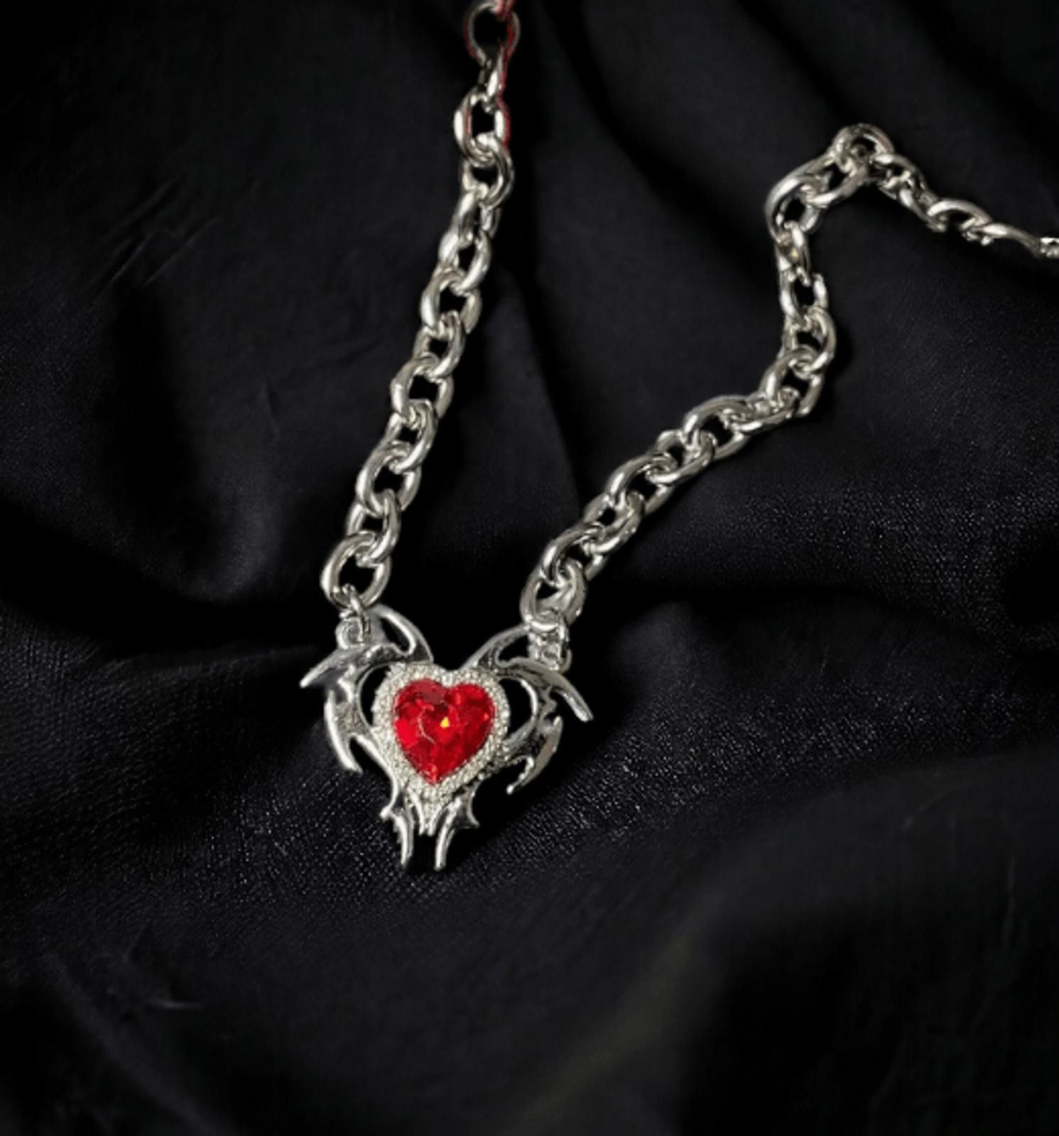 Jewelry y2k Grunge Burning Red Glass Necklace Size ONE SIZE - 4 Thumbnail
