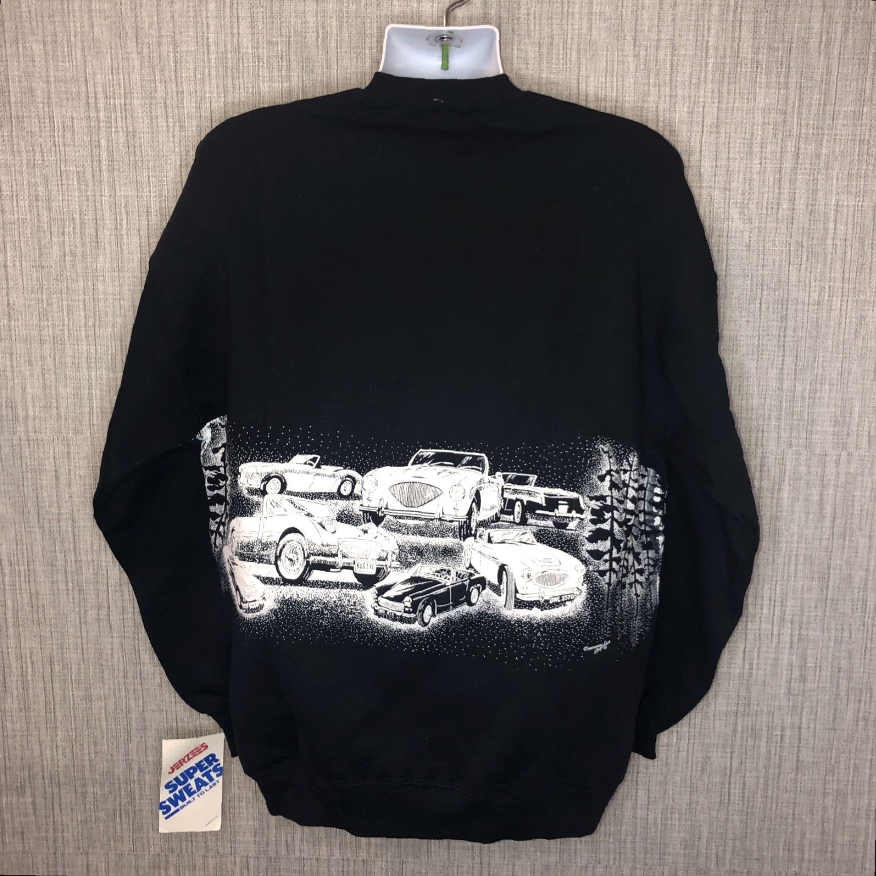 Jerzees VINTAGE 1990 Jerzees Super Sweats Sports Car Print Sweat Shirt Mens XL Black NWT/Mens XL Sports Car Car Theme Pullover Size US XL / EU 56 / 4 - 4 Thumbnail