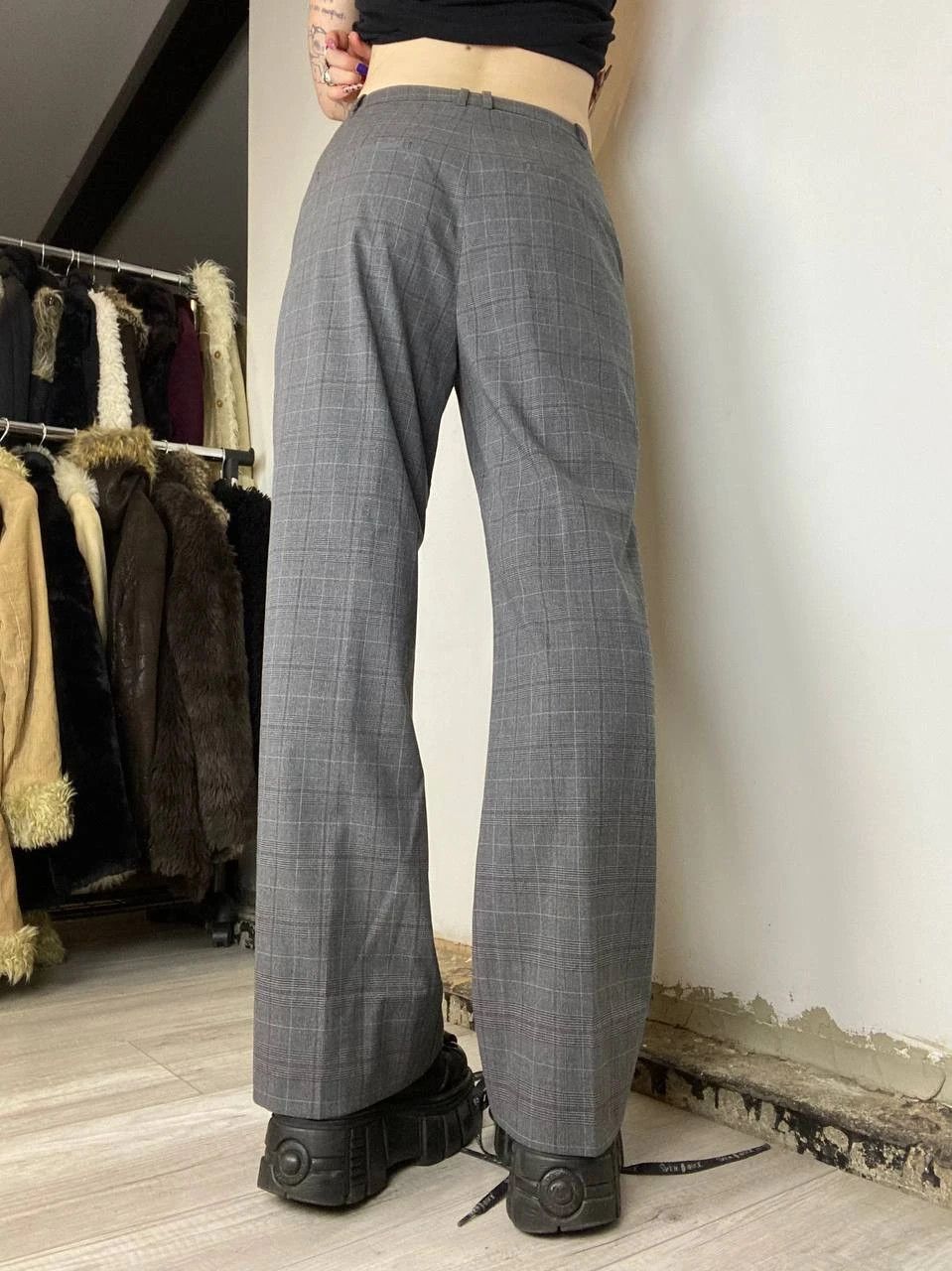 Hysteric Glamour × Vintage 2000s vintage baggy wide leg Y2k grey office pants Size 27" / US 4 / IT 40 - 5 Thumbnail