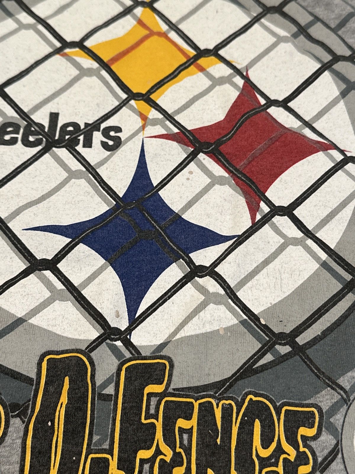 NFL × Vintage VTG NFL Brand Pittsburgh Steelers Football "D-Fence" T-Shirt Size US M / EU 48-50 / 2 - 3 Thumbnail