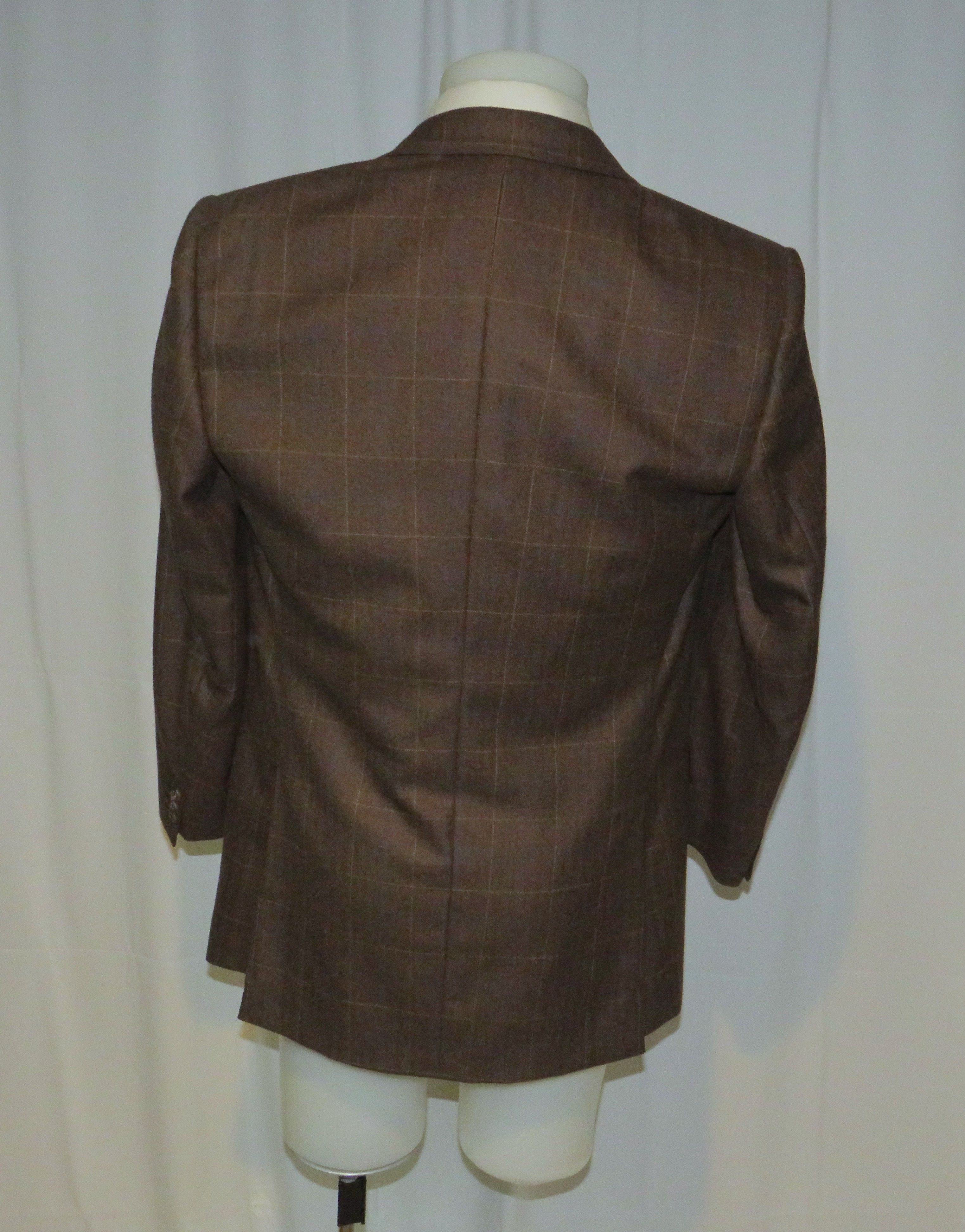 Franck Namani 100% Cashmere Brown Windowpane Three Roll Two Sport Coat 42R Size 42R - 9 Thumbnail