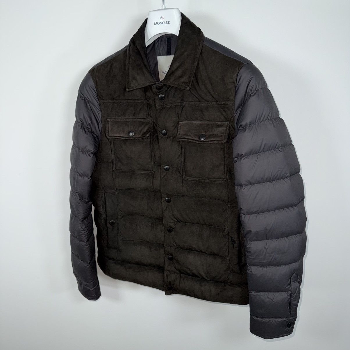 Moncler Moncler Nourry Men’s Suede Down Puffer Jacket Size 2 (S) Size US S / EU 44-46 / 1 - 2 Thumbnail