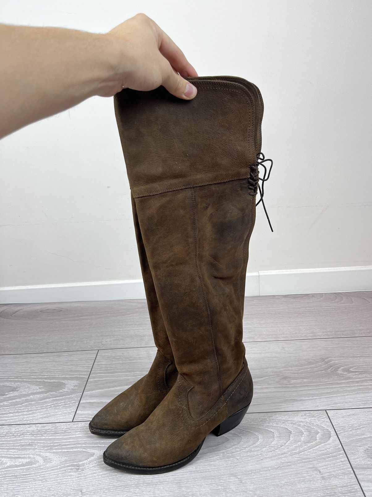 Frye Frye USA Brown Suede High Knee Rancho Womens Boots Size US 7.5 / IT 37.5 - 6 Thumbnail