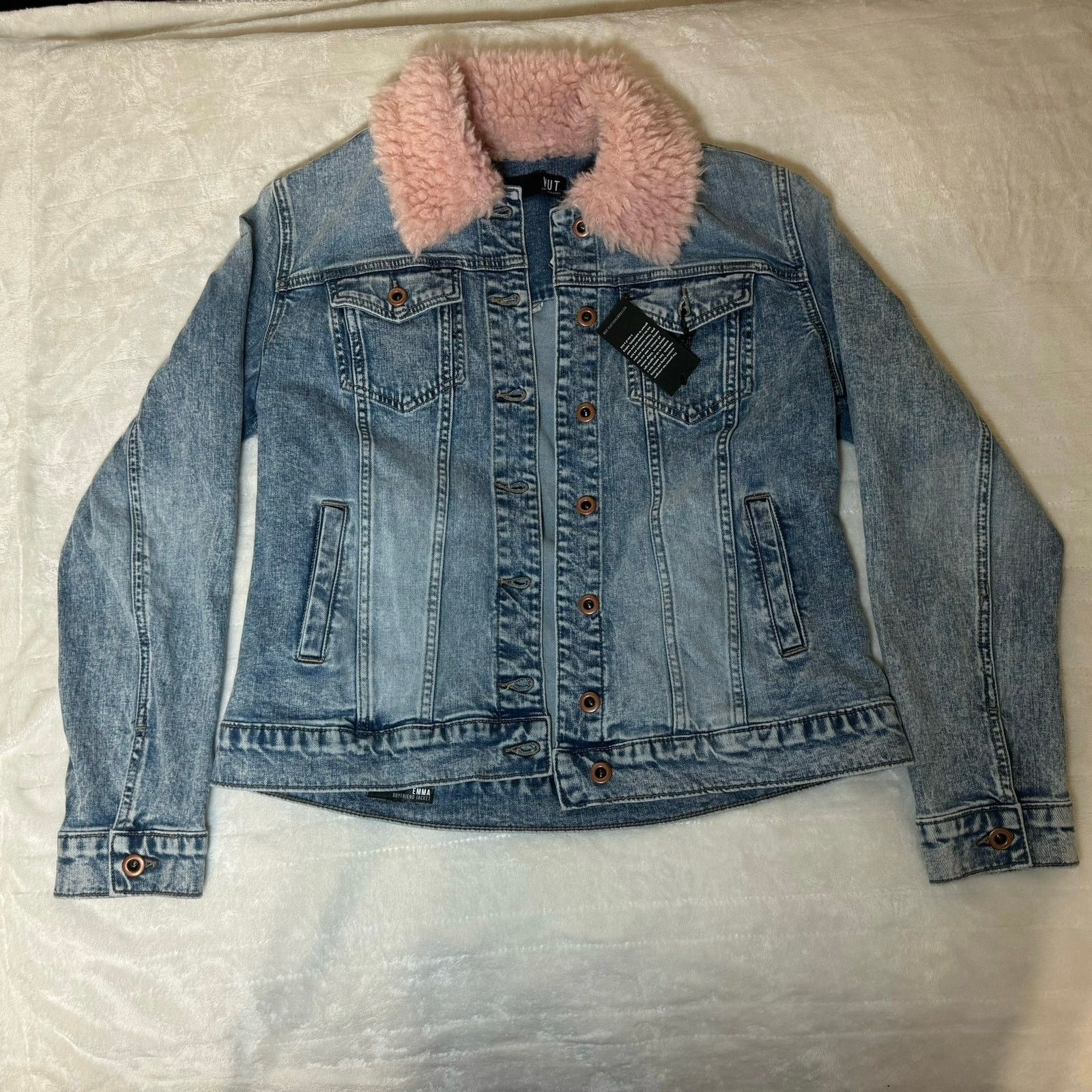 Unknown London Kut From The Kloth Denim Emma Boyfriend Jacket Faux Fur Trim Size M / US 6-8 / IT 42-44 - 5 Thumbnail