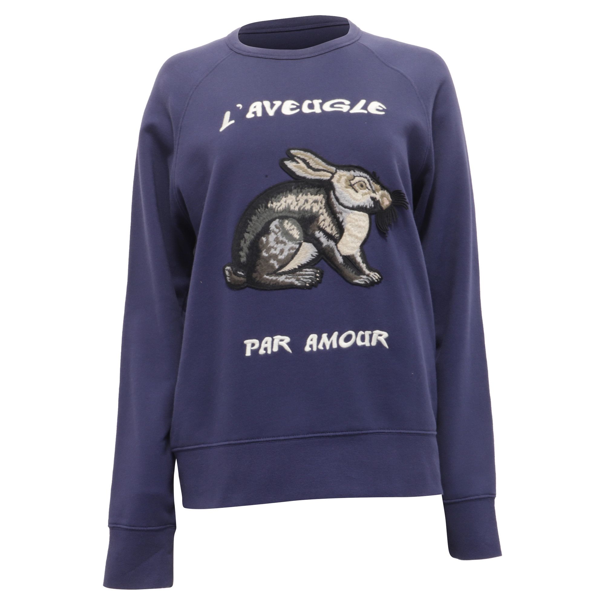 Gucci Gucci L'Aveugle Par Amour Hare Appliqué Sweater in Navy Blue Size XS / US 0-2 / IT 36-38 - 1 Thumbnail