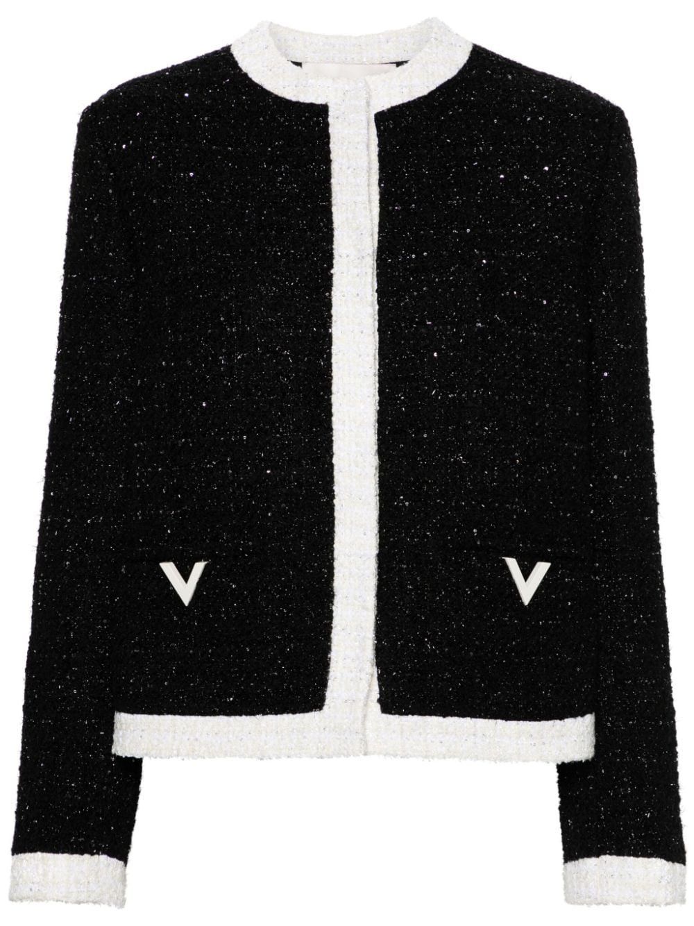 Valentino o1s22i1n0924 Glaze Tweed Jacket in Black Size M / US 6-8 / IT 42-44 - 1 Thumbnail