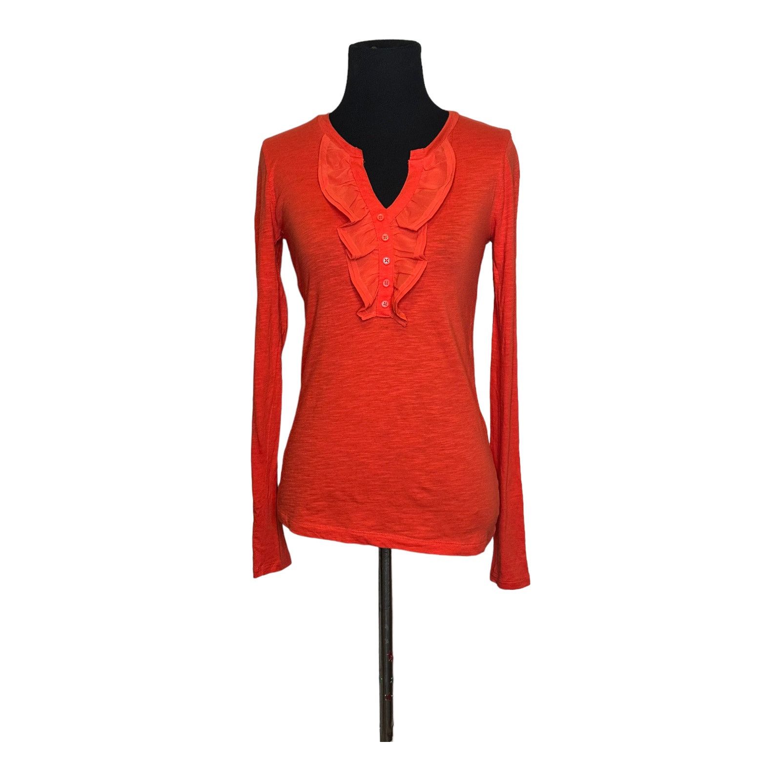 Loft Loft orange long sleeve ruffle blouse size XSP Size XS / US 0-2 / IT 36-38 - 8 Thumbnail
