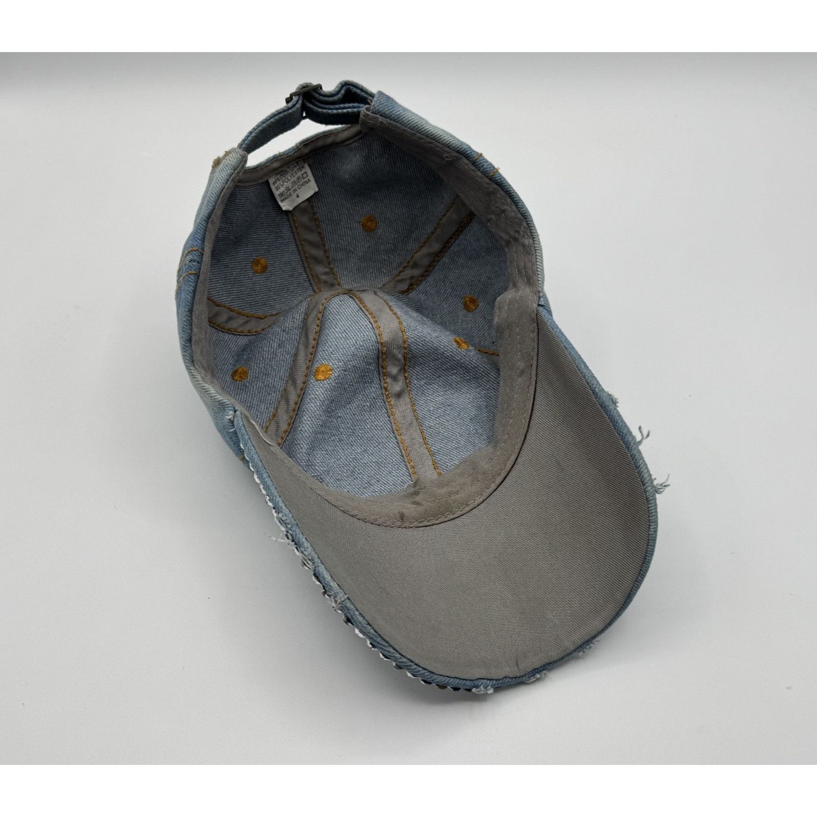 Other Bedazzled Denim Rhinestone Cap Adjustable Strap Hat Size ONE SIZE - 6 Thumbnail