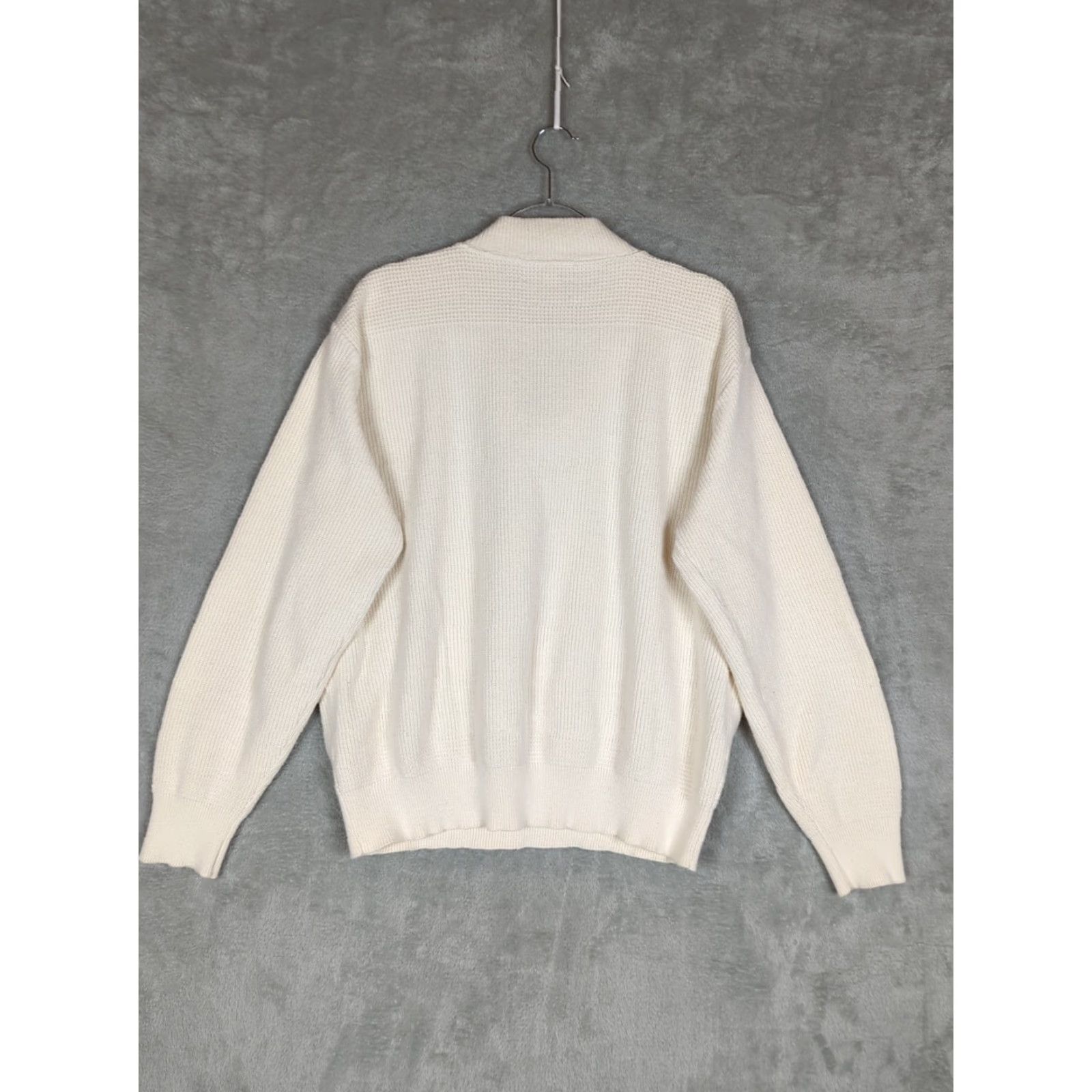 Vintage VINTAGE L.L. Bean Henley Sweater Shirt Mens Large Ivory L Heavyweight Chunky Knit 1/4 Button High Neck Size US L / EU 52-54 / 3 - 2 Thumbnail