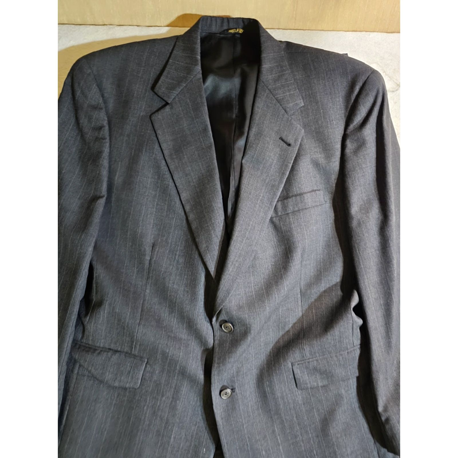 Austin Reed VINTAGE Austin Reed Signature 2 Pc Suit 100% Wool Grey Pin Striped Men's 44R 34x30 Size 44R - 3 Thumbnail