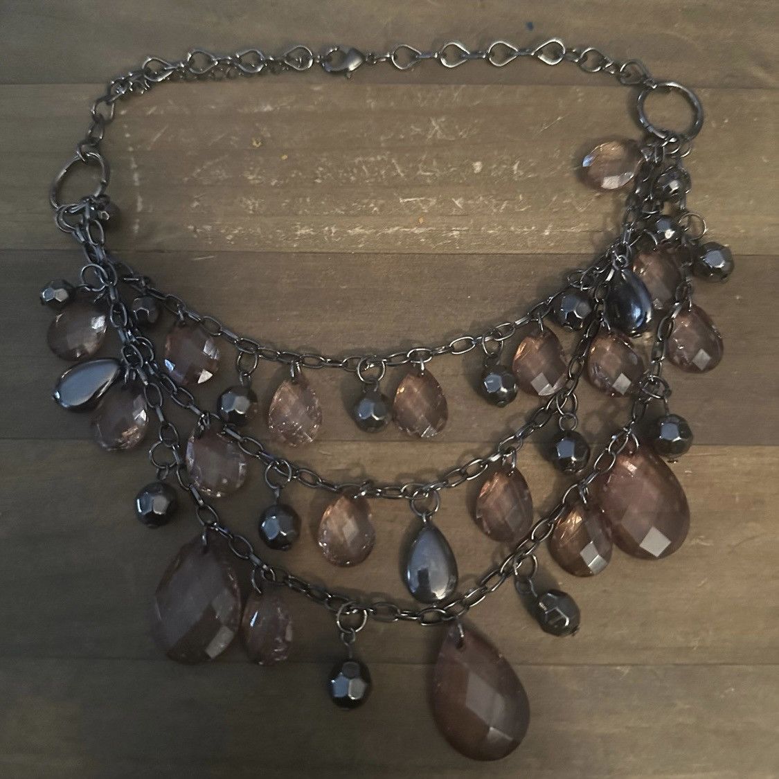 Other Gunmetal multi strand amber dangle bead statement necklace Size ONE SIZE - 2 Thumbnail
