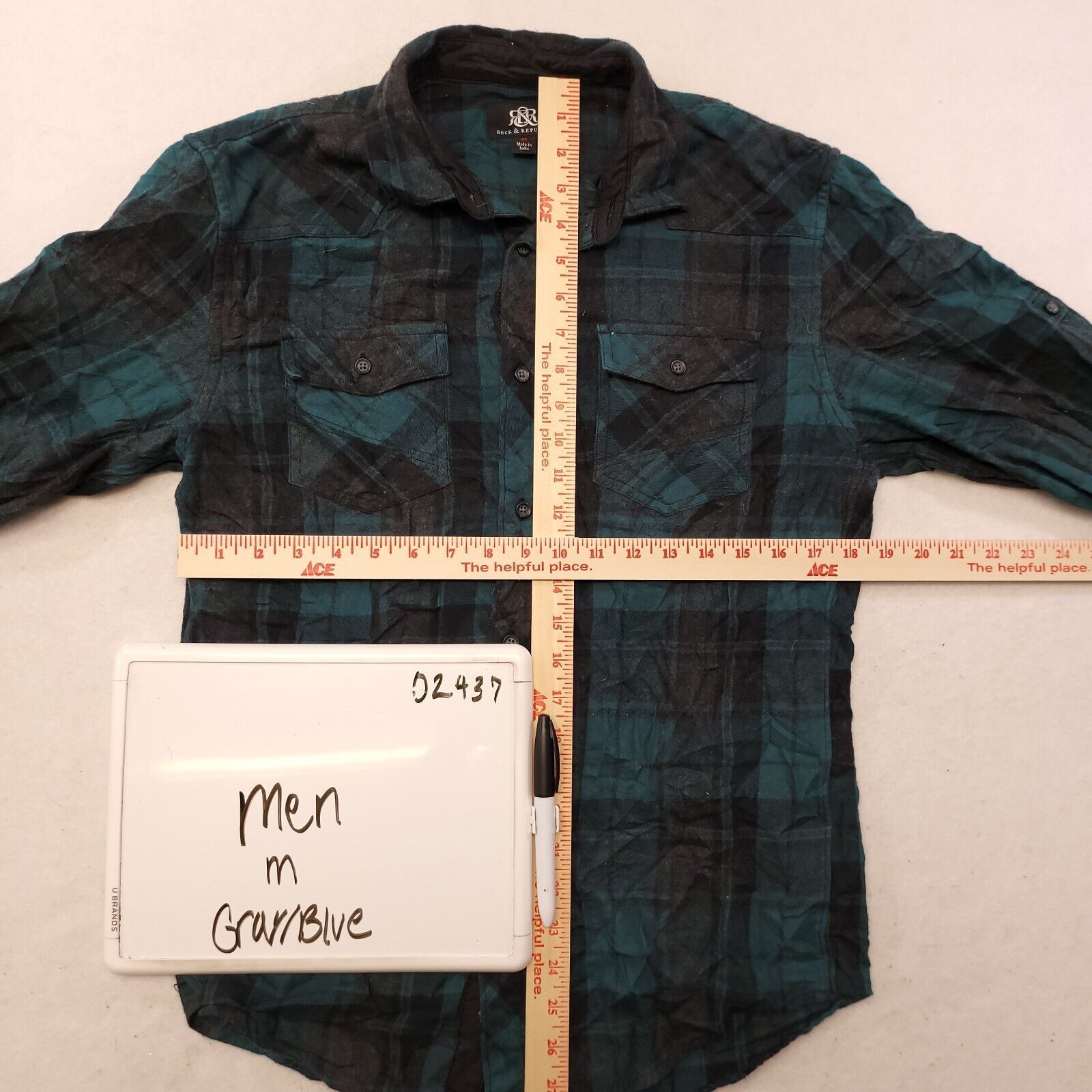 Rock & Republic Rock & Republic Madras Flannel Shirt Mens Size Medium M Blue Size US M / EU 48-50 / 2 - 6 Thumbnail