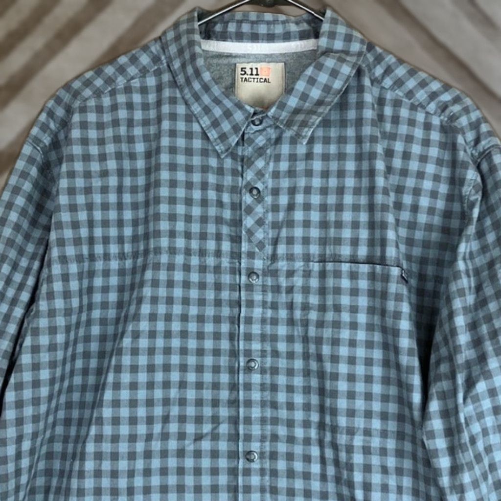 Vintage 5.11 Tactical Mens Shirt Blue Black Plaid Snap Button Down Long Sleeve XL Adult Mens Sh Size US XL / EU 56 / 4 - 1 Thumbnail