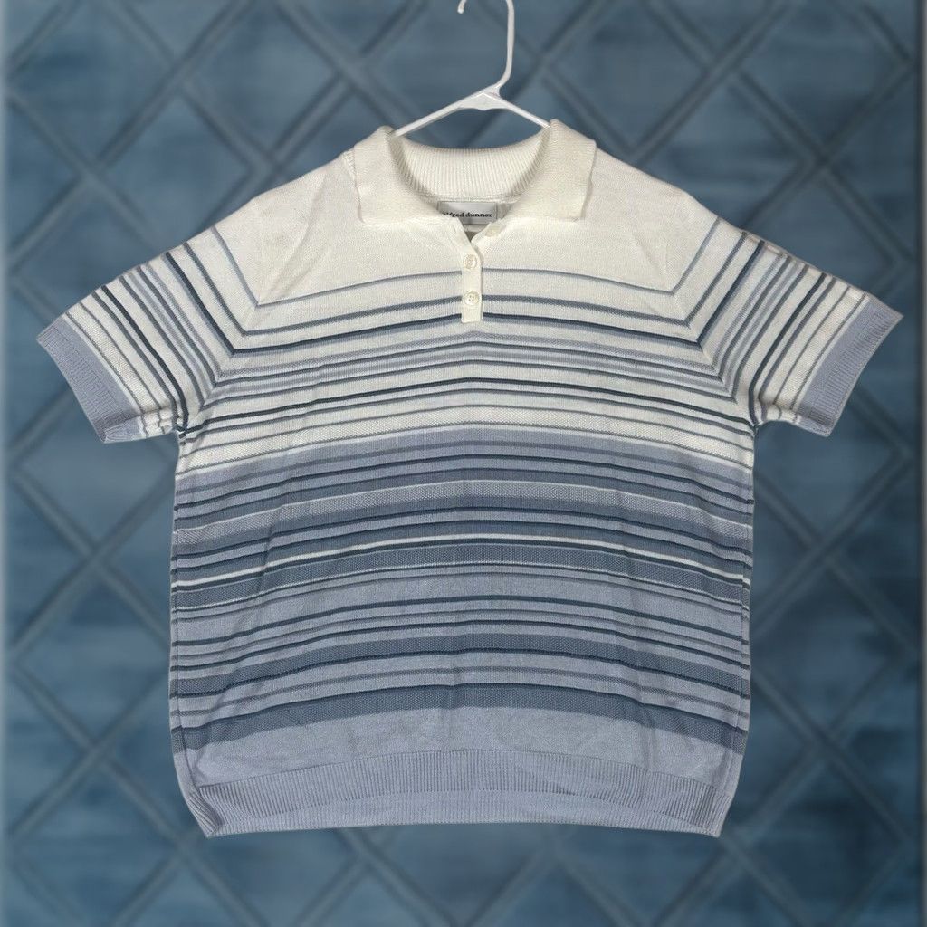 Vintage Alfred Dunner Sweater Shirt Womens XL Striped White Blue Casual Made in USA Size XL / US 12-14 / IT 48-50 - 1 Thumbnail
