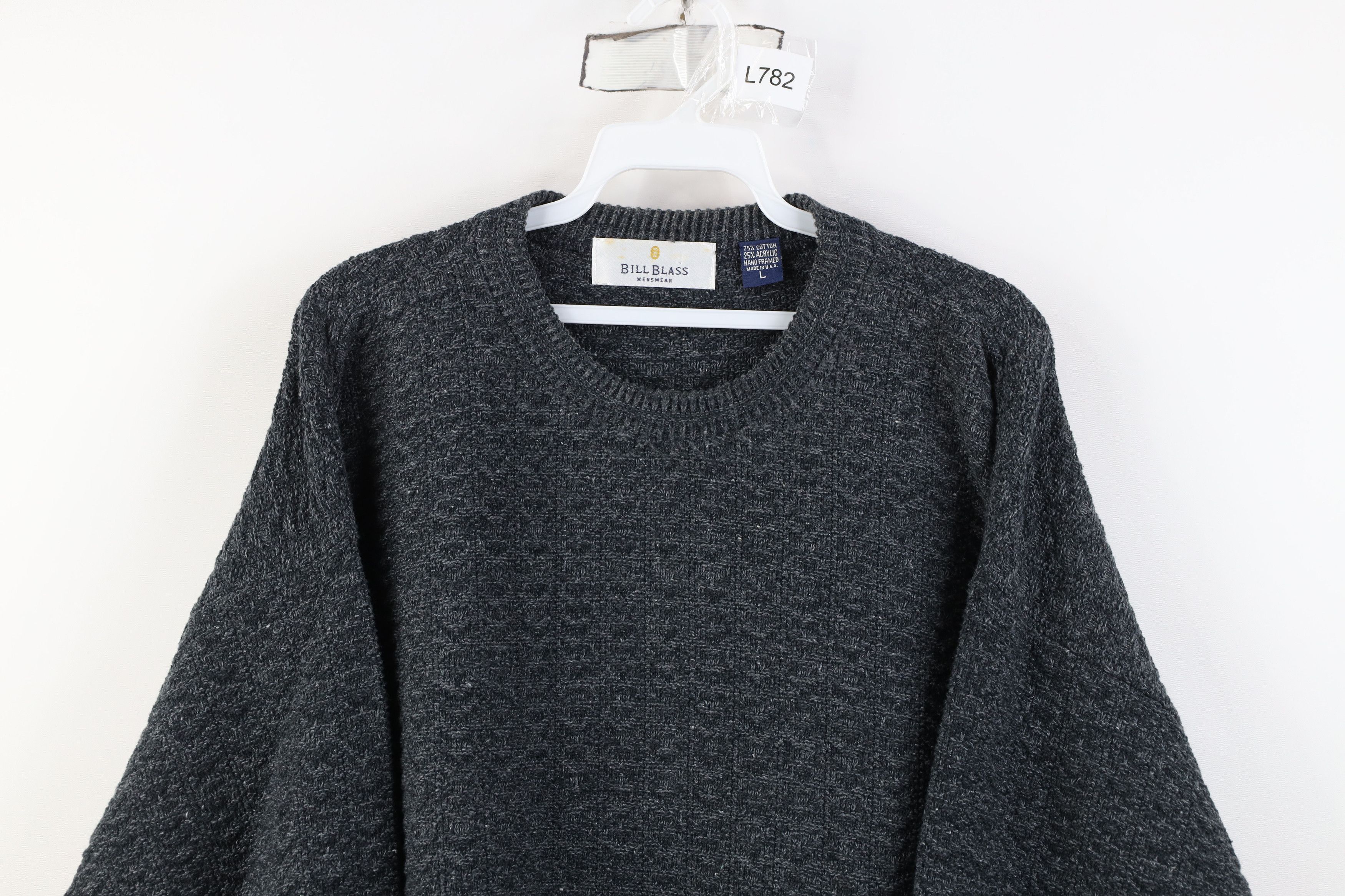 Vintage Vintage 90s Streetwear Framed Knit Crewneck Sweater Gray USA Size US L / EU 52-54 / 3 - 2 Thumbnail