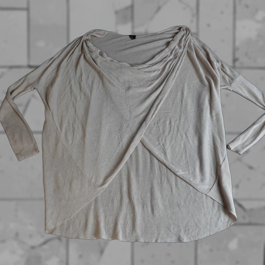 Eileen Fisher Eileen Fisher Womens Sweater L Beige Cotton Silk Open Dolman Sleeve Pullover Regular Knit Winter Fall Spring Vintage No Size L / US 10 / IT 46 - 1 Thumbnail