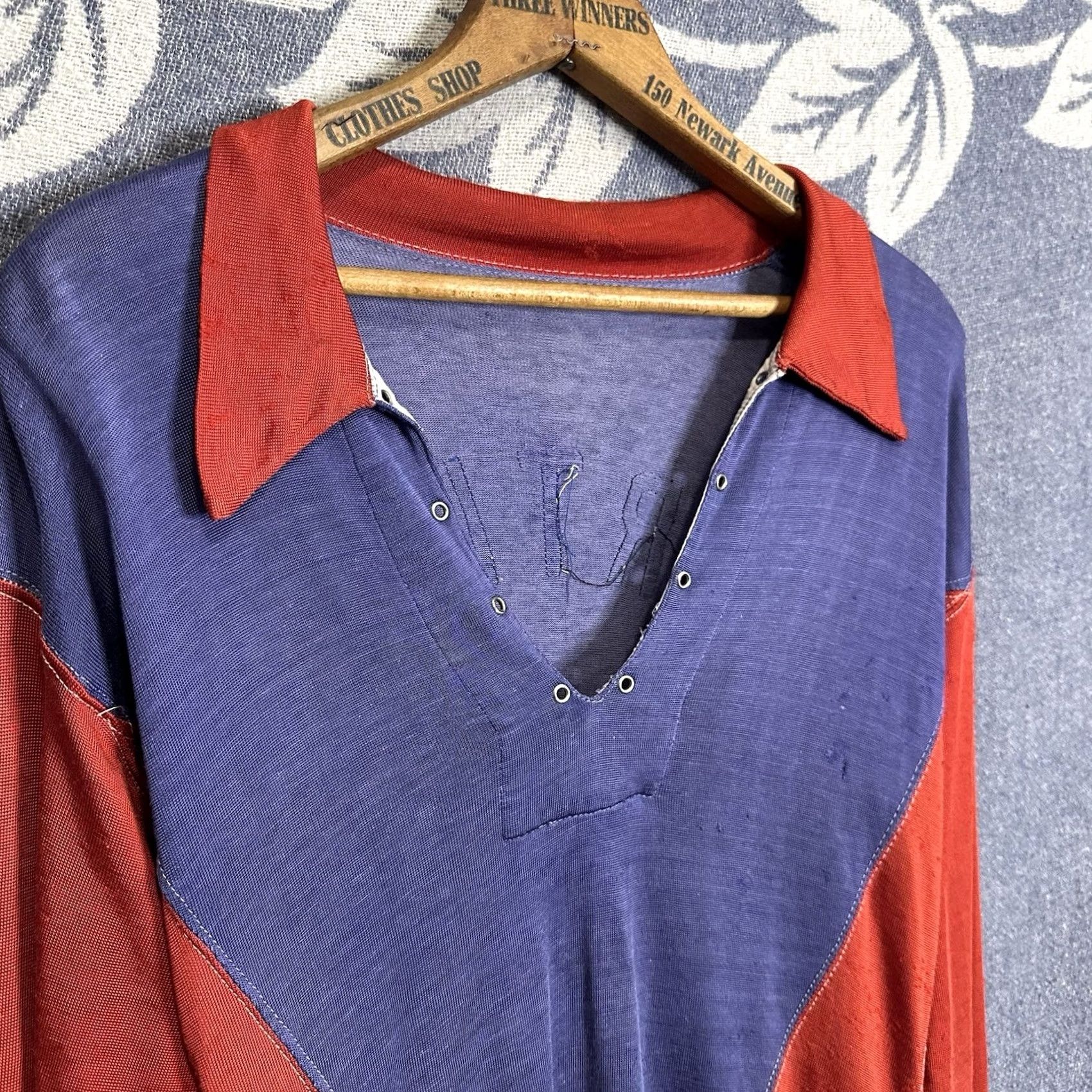 Vintage VINTAGE Martin’s Bakery Durene Rugby Jersey Long Sleeve Distressed Large L Mens Size US L / EU 52-54 / 3 - 4 Thumbnail
