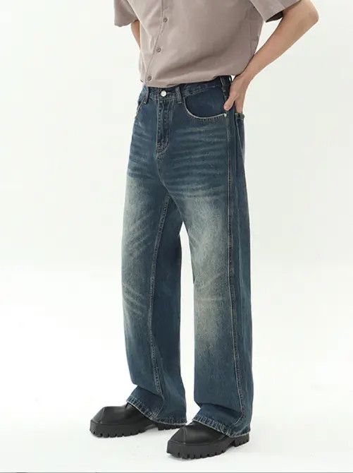 VIBE American retro loose wide-leg versatile distressed jeans Size US 32 / EU 48 - 3 Thumbnail