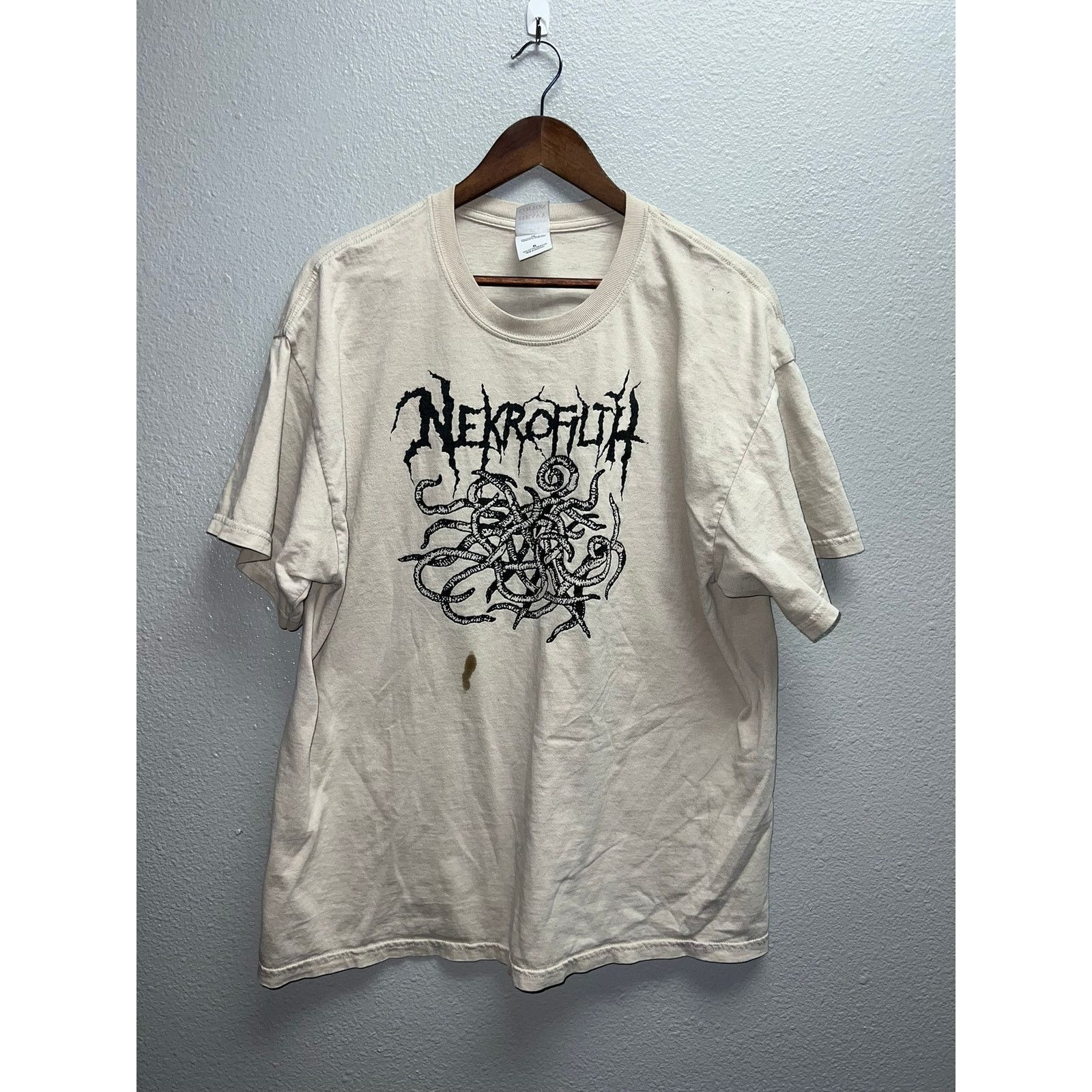 Gildan Nekrofilth Shirt Worm Ritual Design Music Tour Tee XL Stain Size US XL / EU 56 / 4 - 1 Thumbnail
