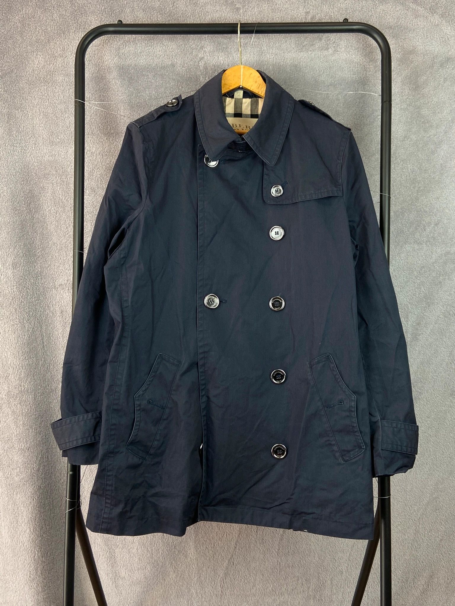 Burberry Coat Burberry Brit navy nova check luxury vintage Size US XXL / EU 58 / 5 - 1 Thumbnail