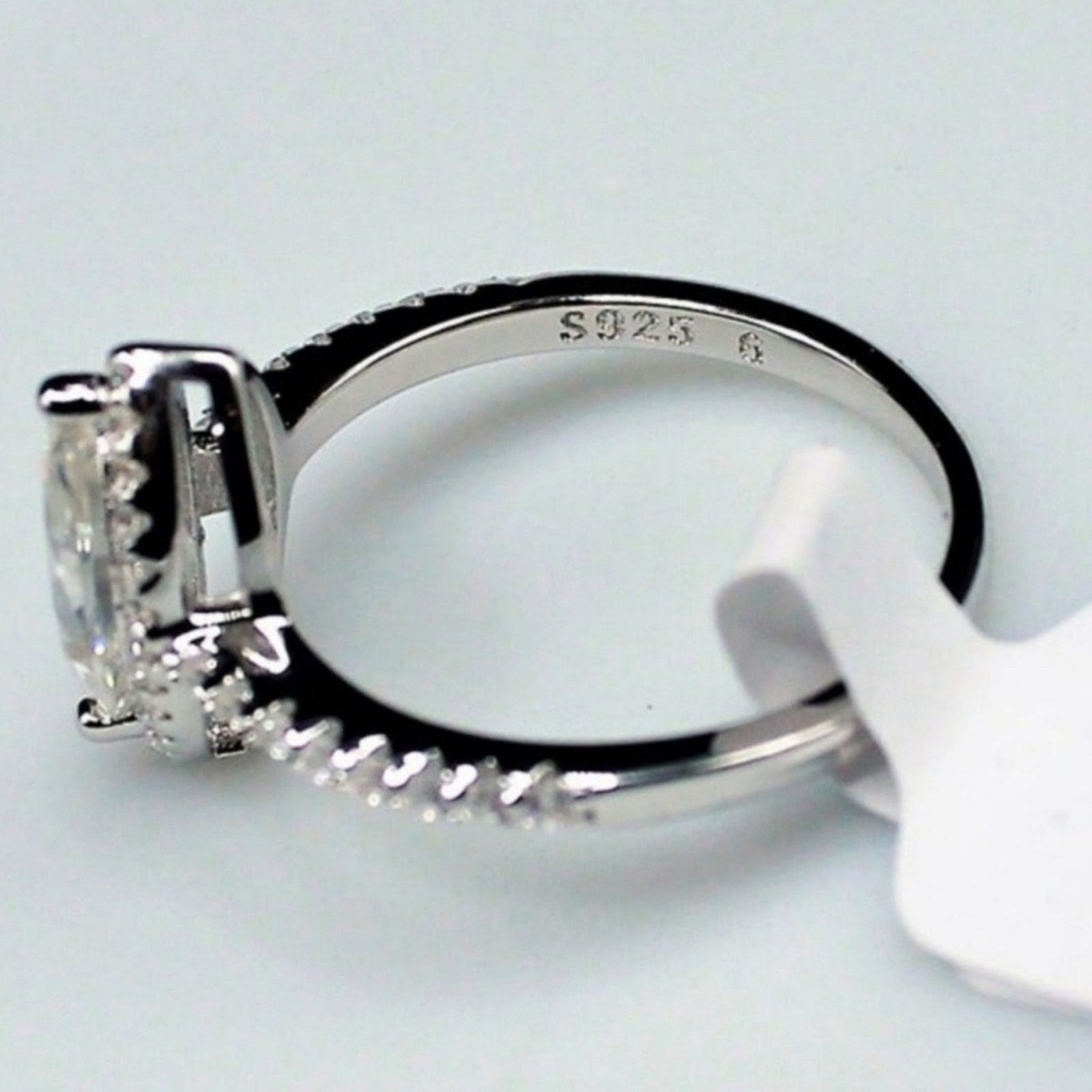 Other Moissanite Ring Marquise Cut Halo Pave Silver 7 NWT Size ONE SIZE - 5 Thumbnail