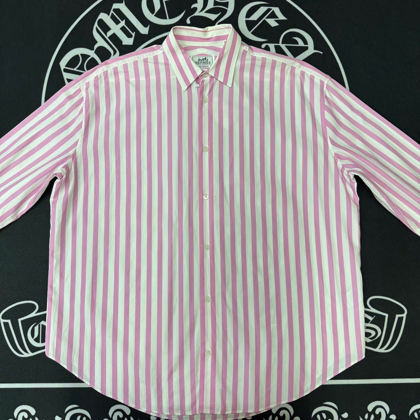Hermes HERMES White & Pink Striped Shirt Q10 Size US L / EU 52-54 / 3 - 1 Thumbnail