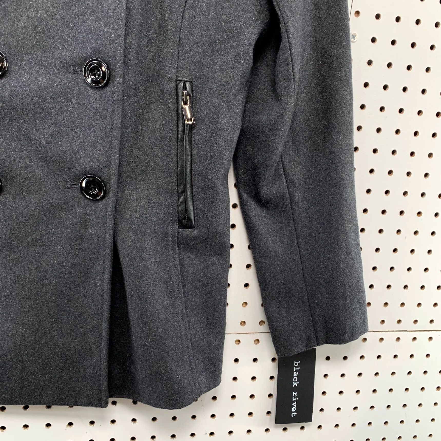 Doublet **Womens Black Wool Double Breasted Peacoat Medium Business Work NWT** User: **Womens Medium Black Wool Double Breasted Peacoat Business Work NWT** Size M / US 6-8 / IT 42-44 - 5 Thumbnail